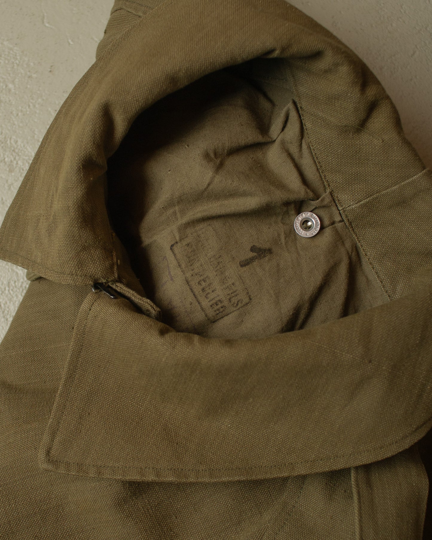 1950s French Motorcycle Canvas Coat green - M