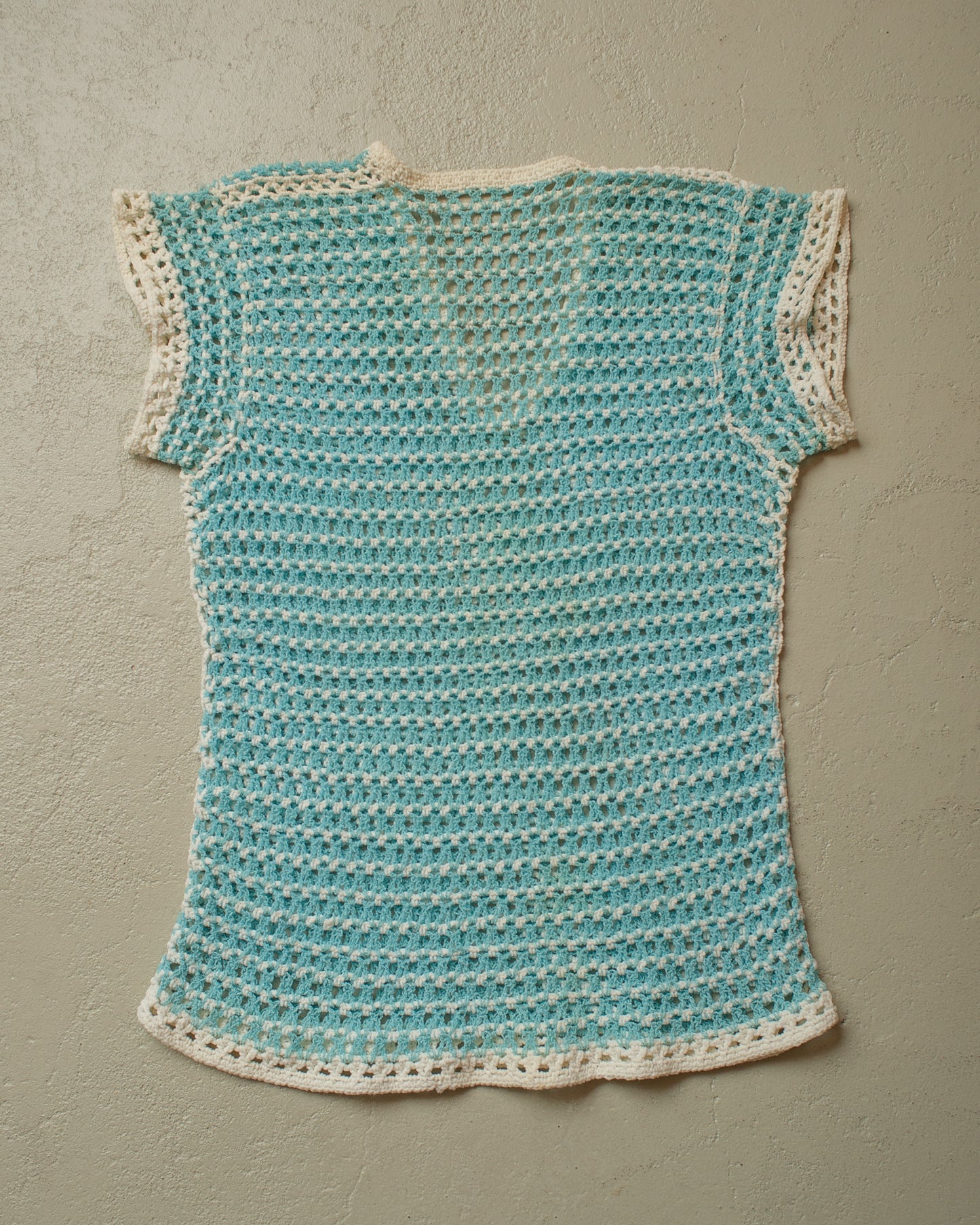 1960s/70s Womens Crochet Knit Top blue - S