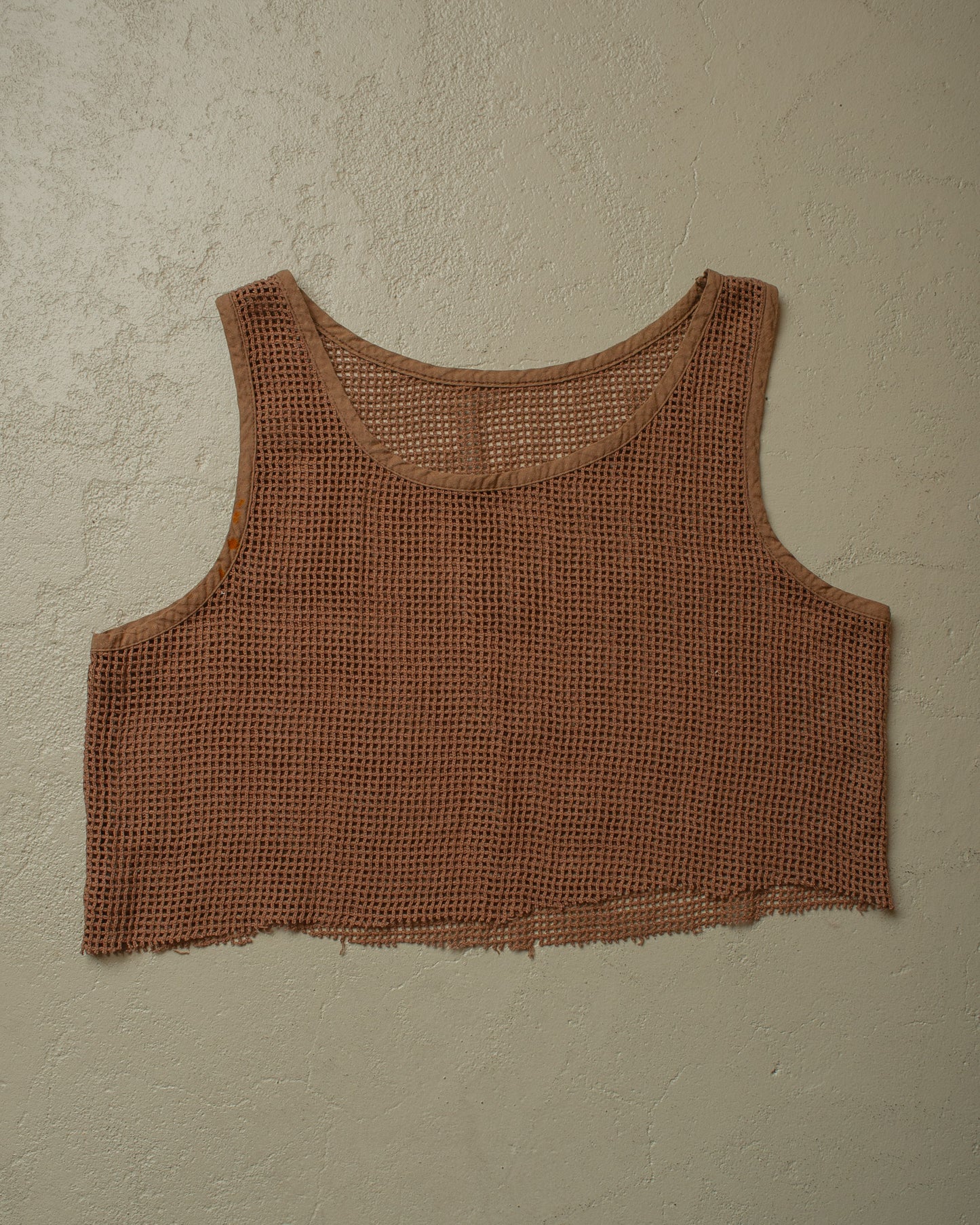 1980s/90s Cut-Off Net Top brown - M