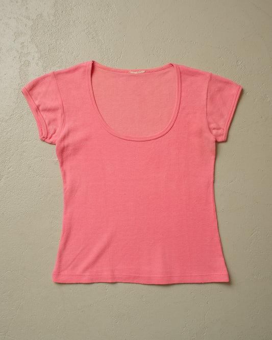 1960s/70s Blank Ringer T-shirt pink - XS