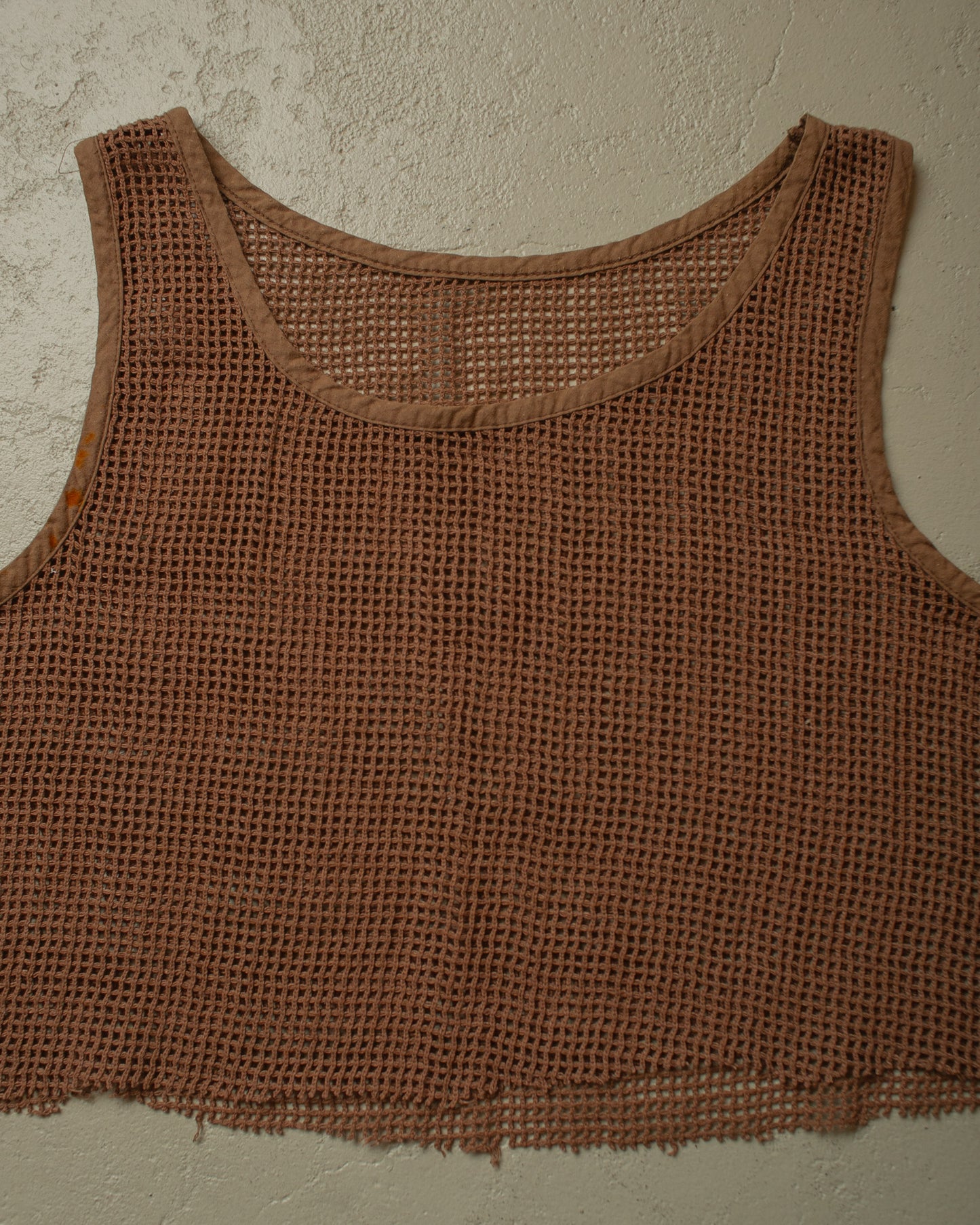 1980s/90s Cut-Off Net Top brown - M