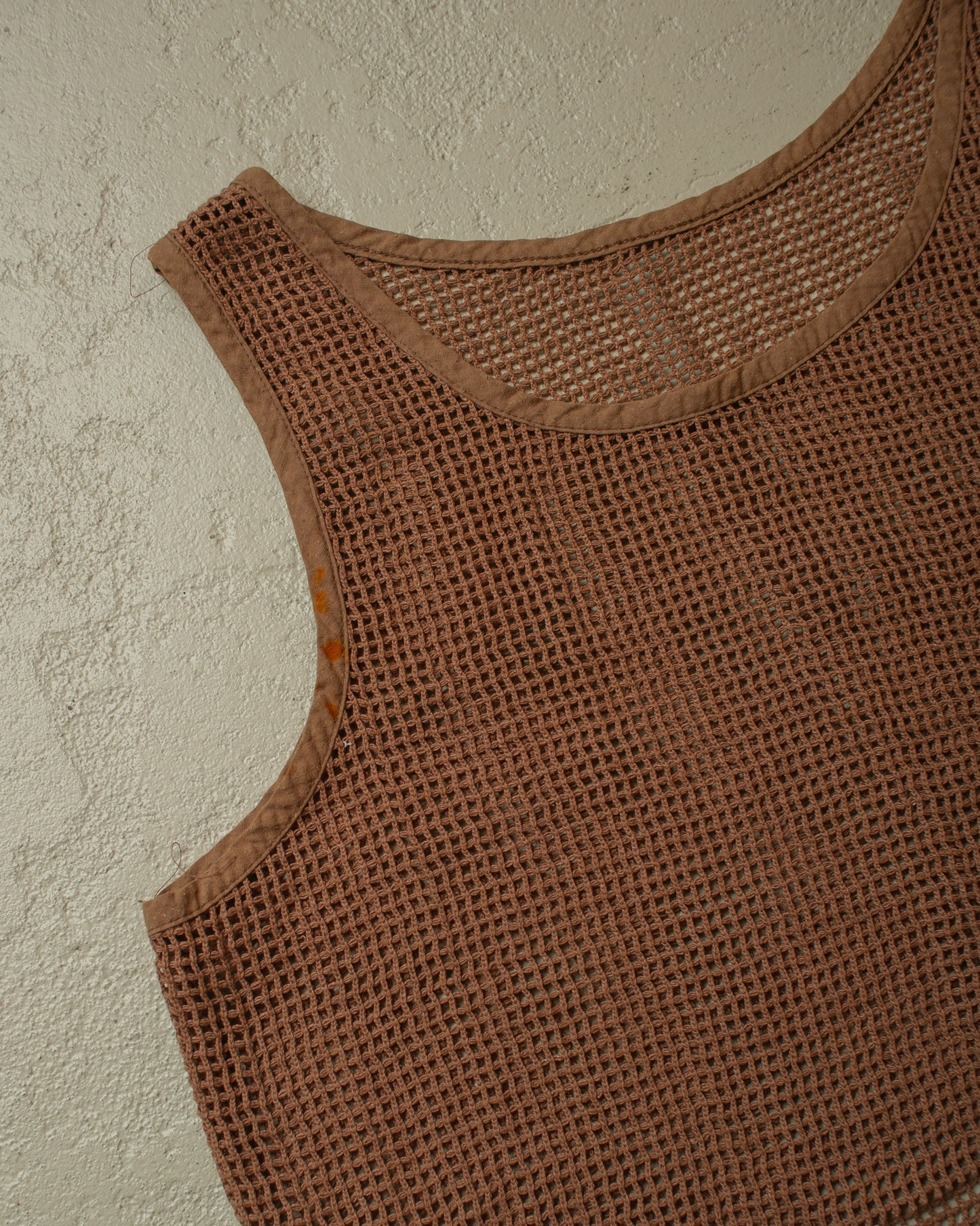 1980s/90s Cut-Off Net Top brown - M