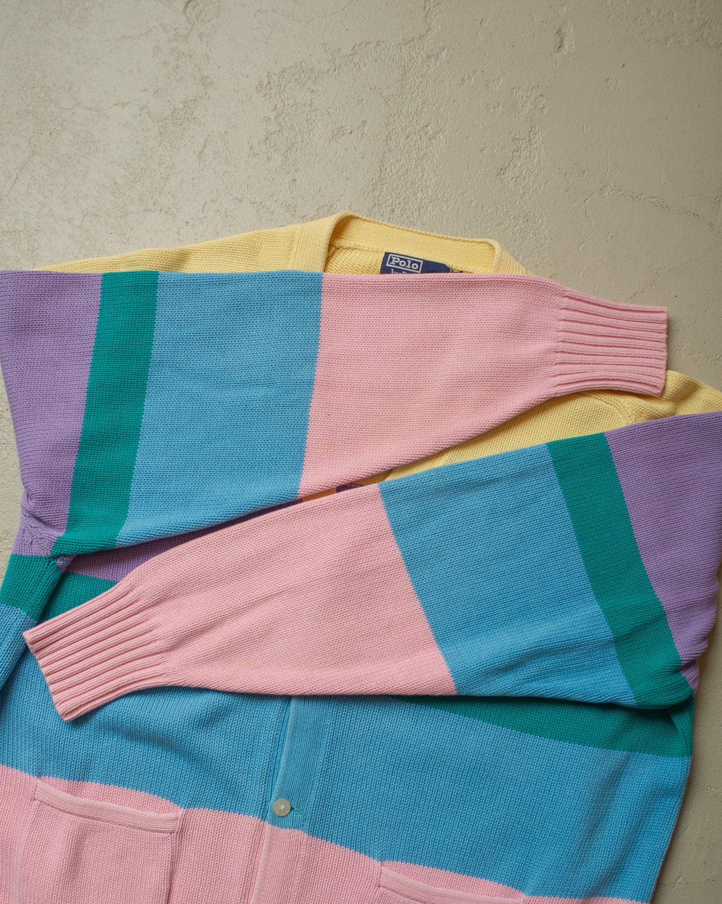 1990s Polo Ralph Lauren Multi Color Knit Cardigan - XL