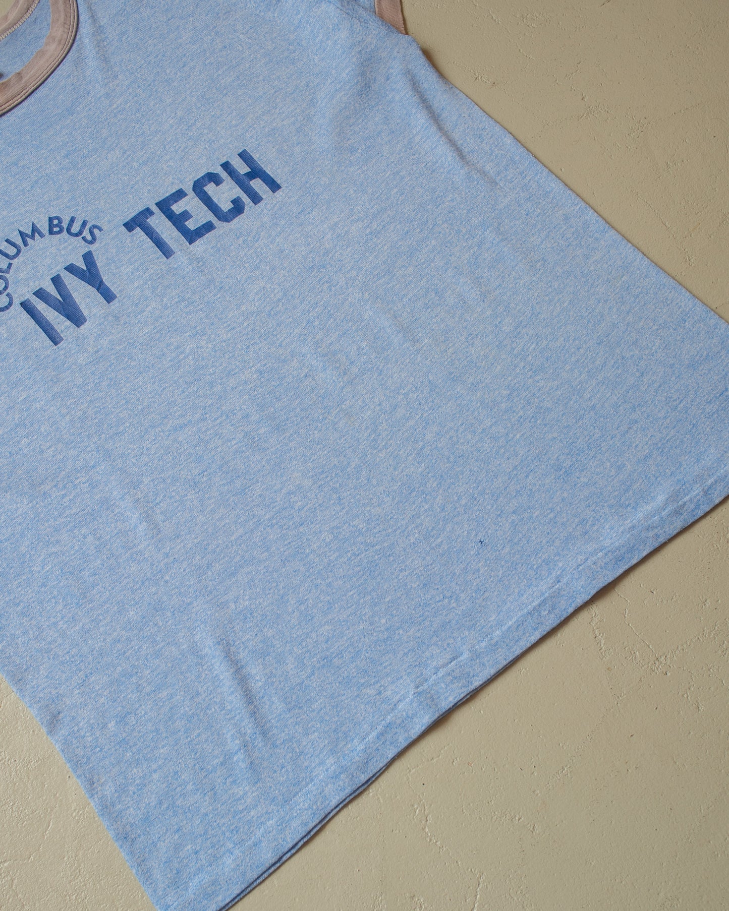 1970s Russell Columbus Ivy Tech Ringer T-shirt blue - XL