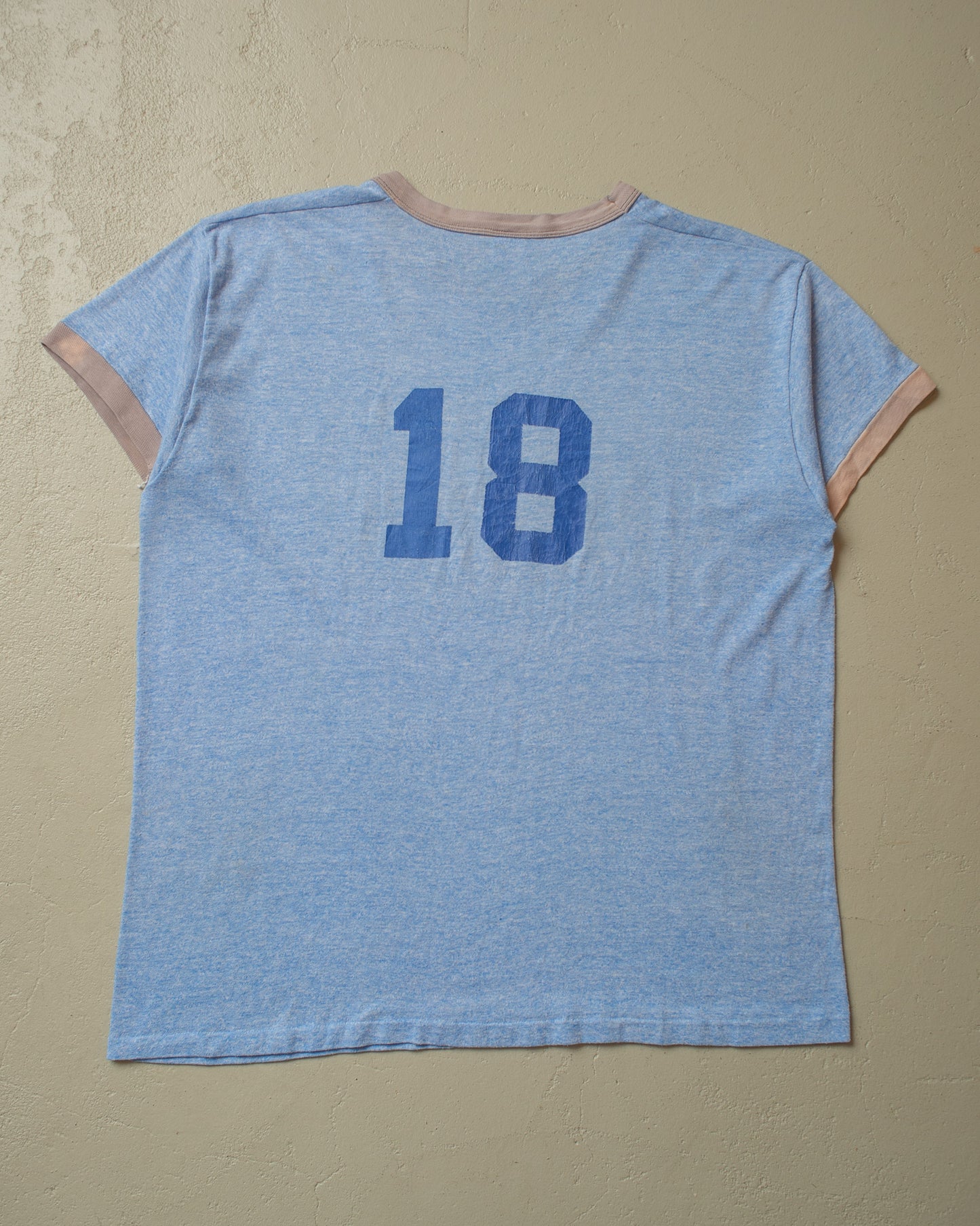 1970s Russell Columbus Ivy Tech Ringer T-shirt blue - XL