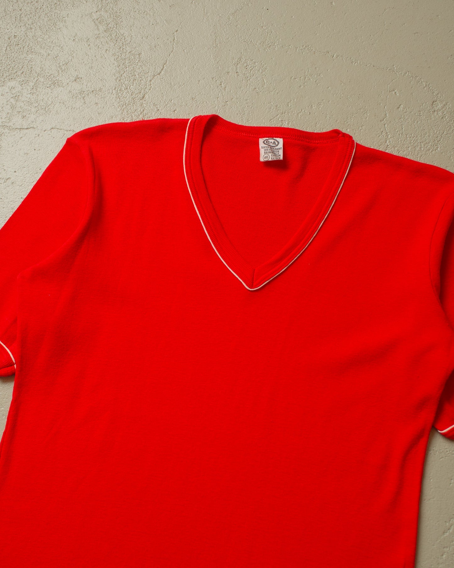 1970s/80s C&A unworn Ringer T-shirt red - M