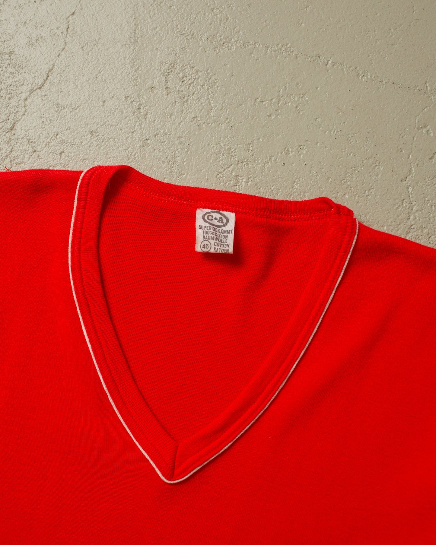 1970s/80s C&A unworn Ringer T-shirt red - M