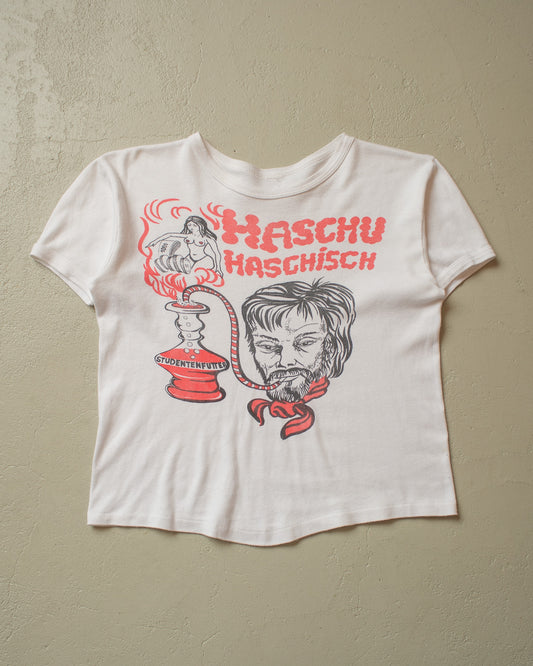1970s Haschu Haschisch T-shirt white - M