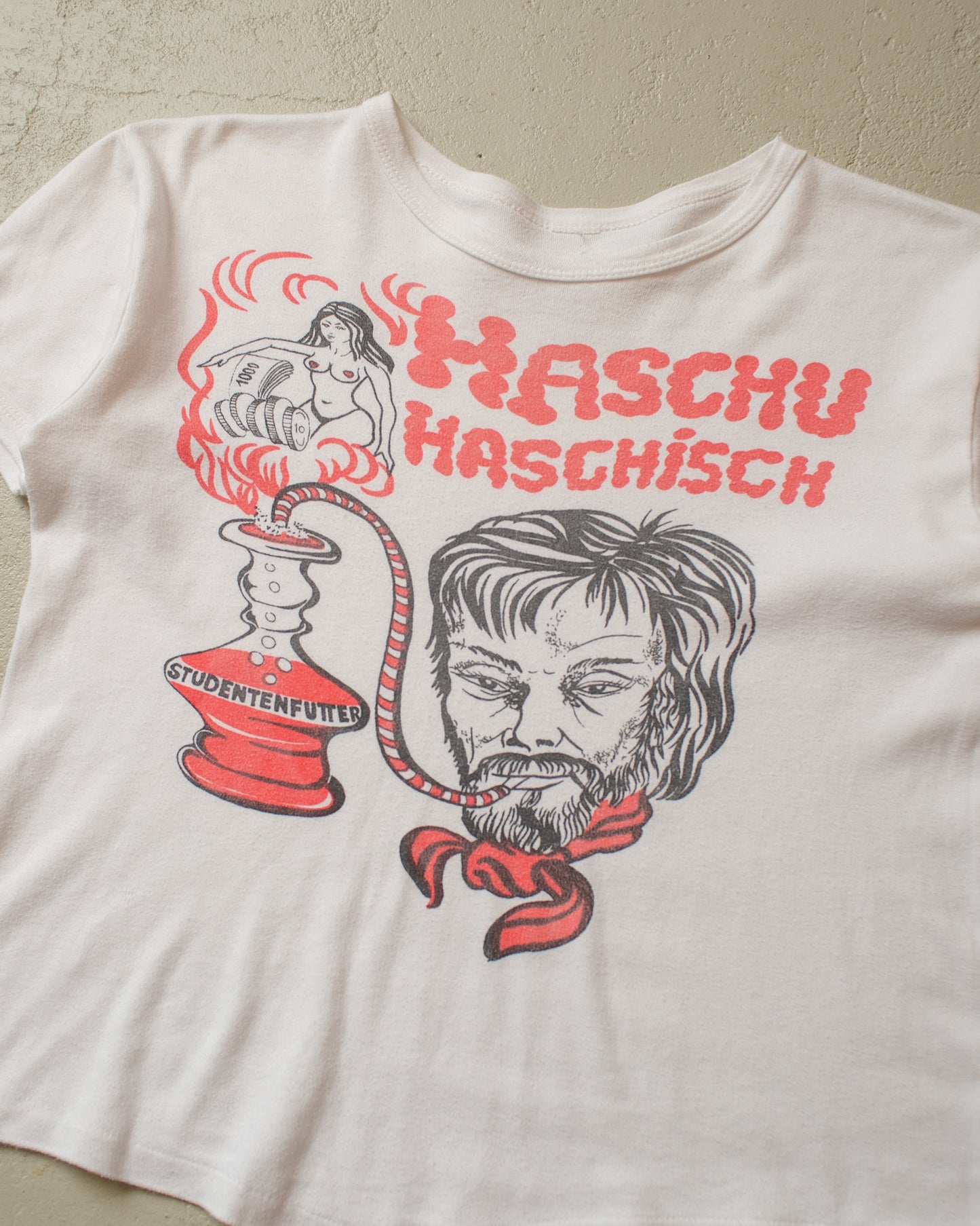 1970s Haschu Haschisch T-shirt white - M