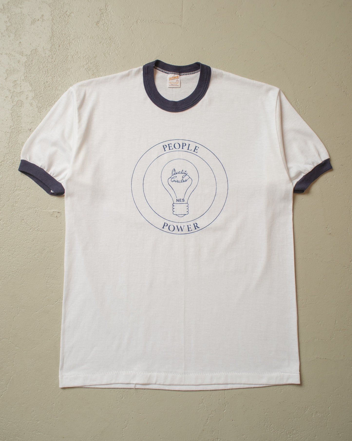 1980s unworn People Power Ringer T-shirt white - M/L