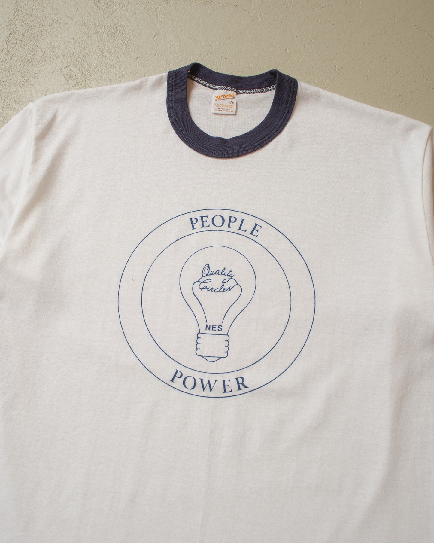 1980s unworn People Power Ringer T-shirt white - M/L