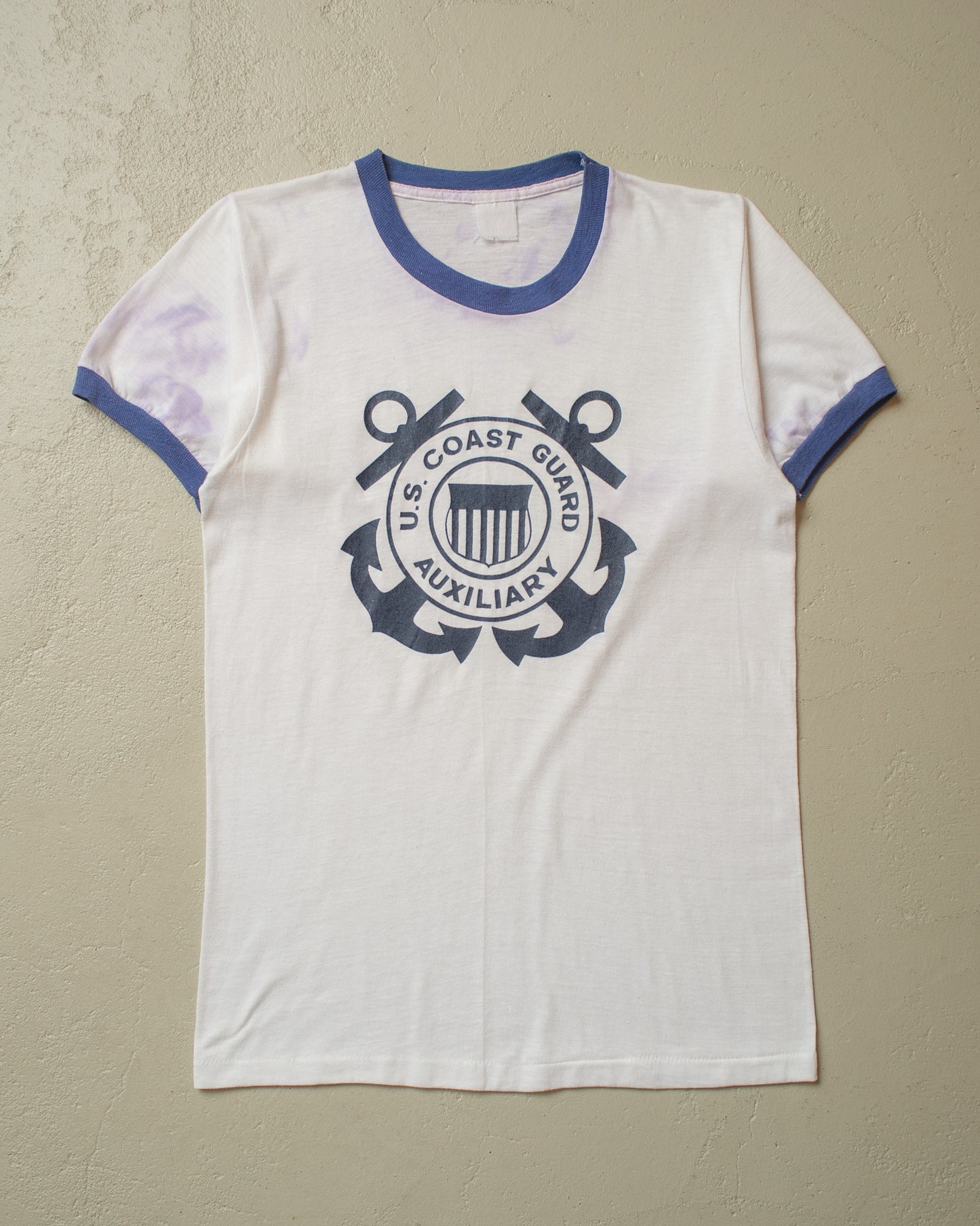1980s U.S. Coast Guard Ringer T-shirt white - S/M