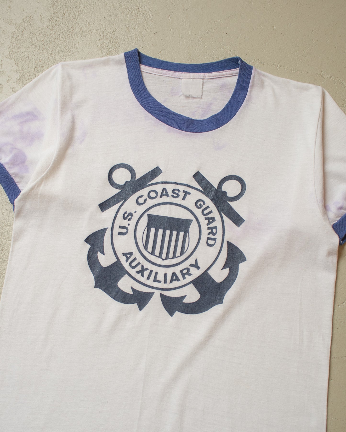1980s U.S. Coast Guard Ringer T-shirt white - S/M