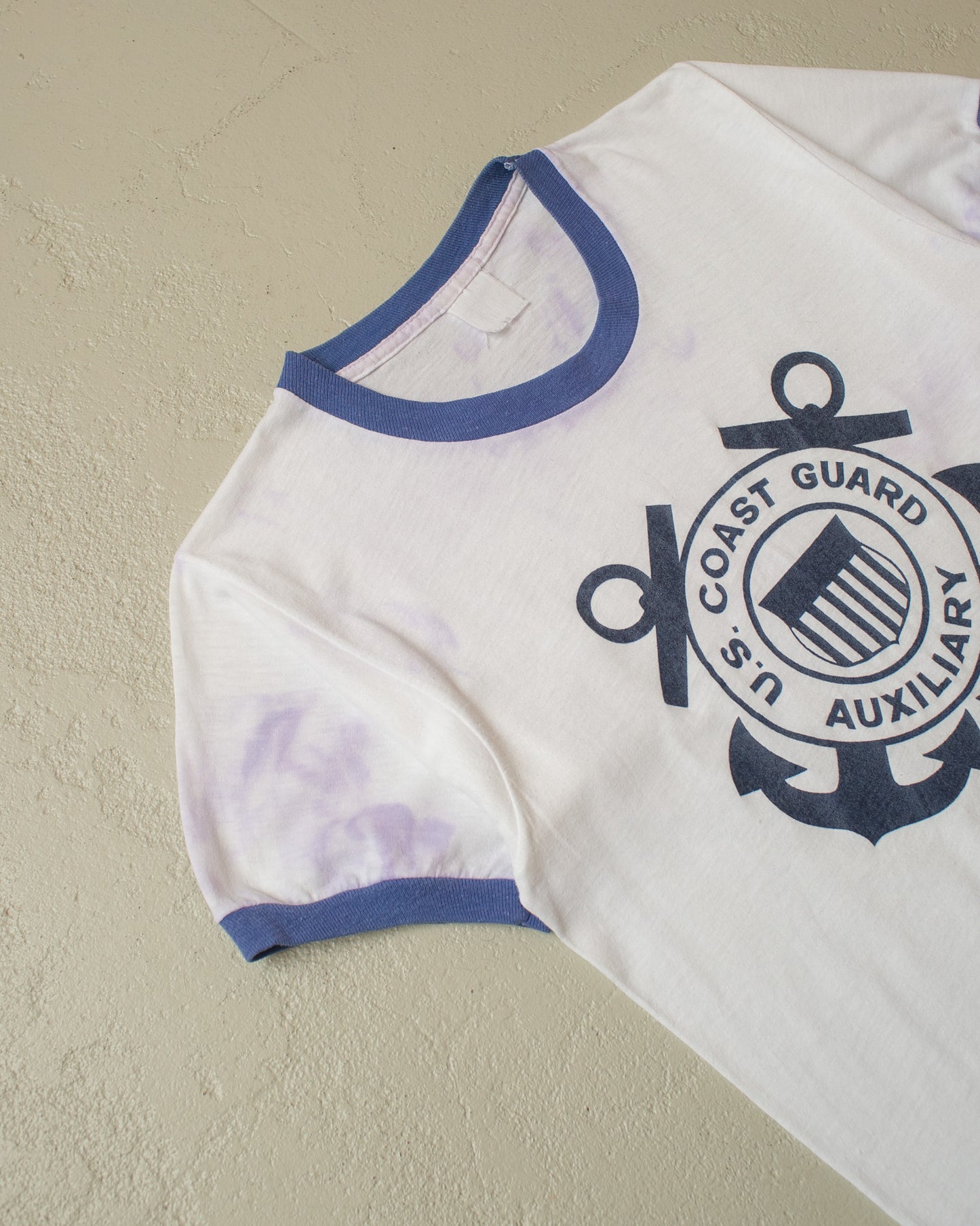 1980s U.S. Coast Guard Ringer T-shirt white - S/M