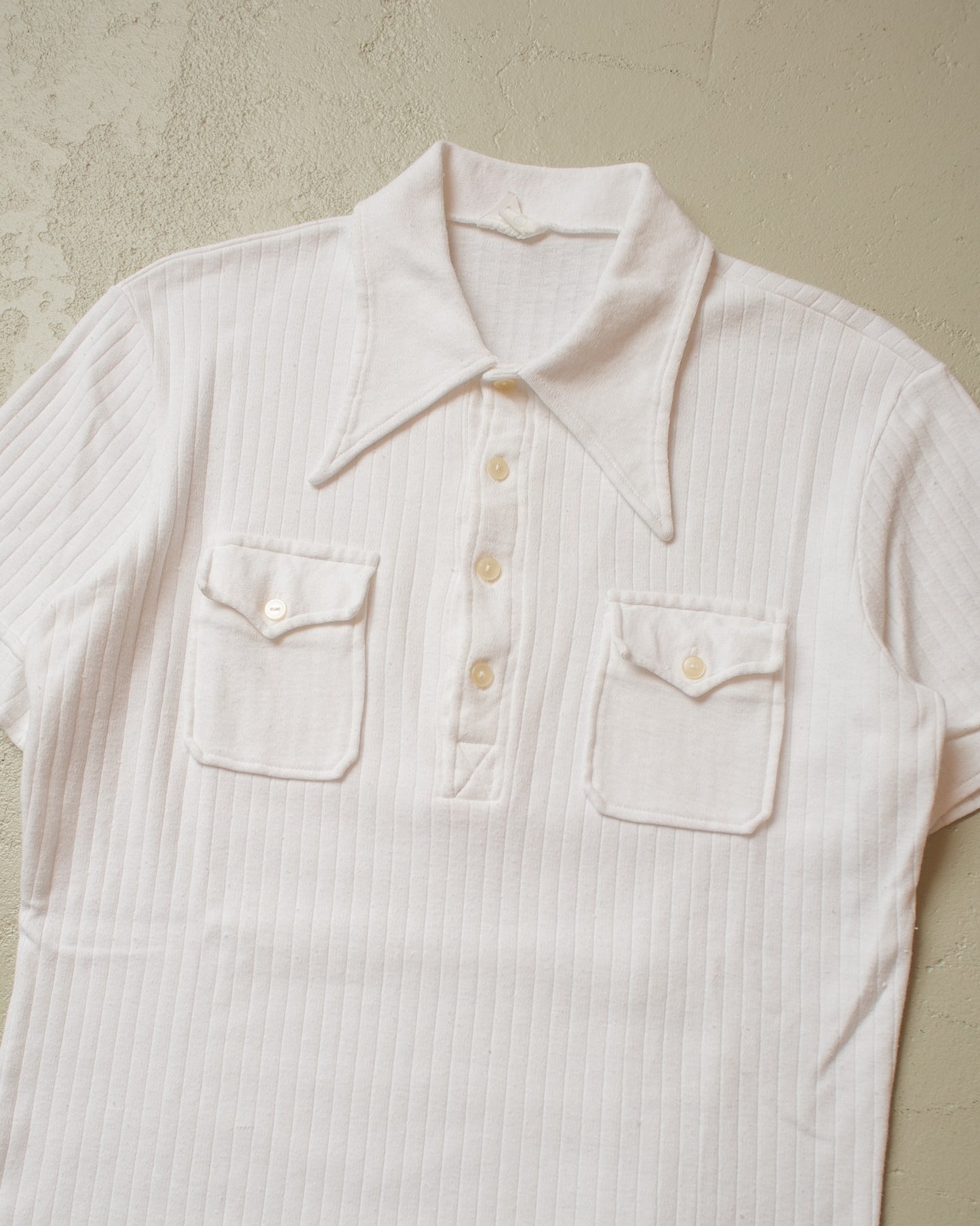 1960s/70s ribbed Polo Shirt white - M