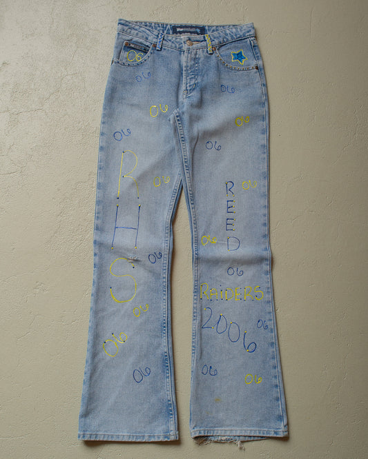 2000s Handpainted Flared Jeans - 28