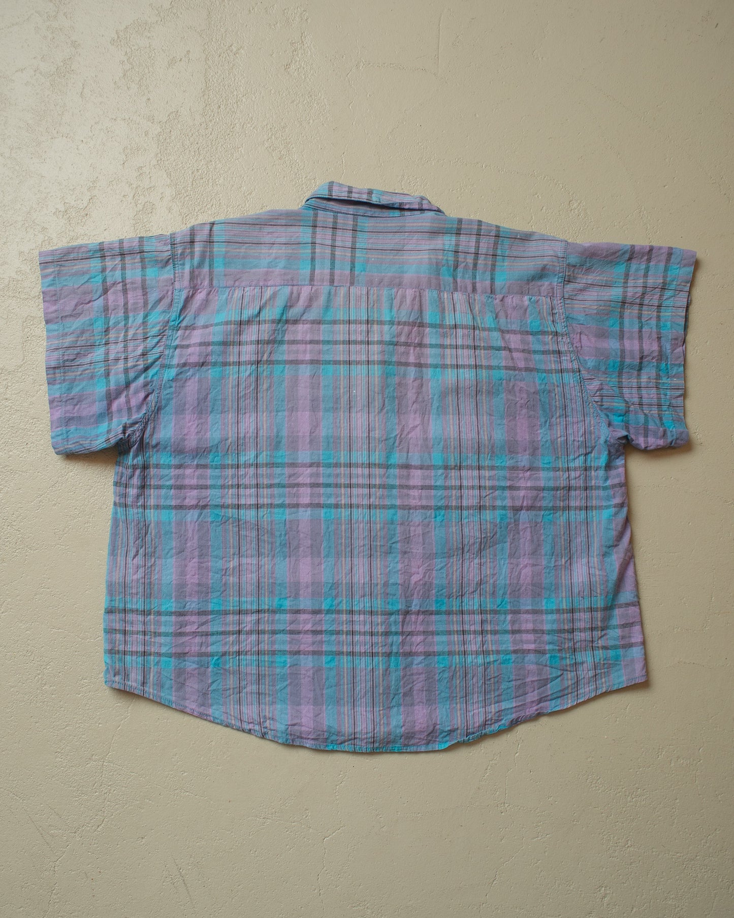 1980s cropped checkered Shirt blue - M/L
