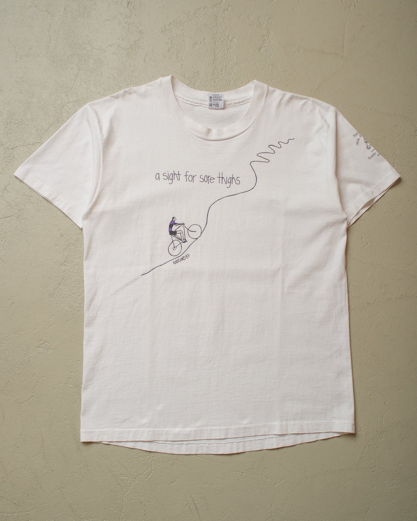1987 ".. sight for sore thighs" Cycling T-shirt white - XL