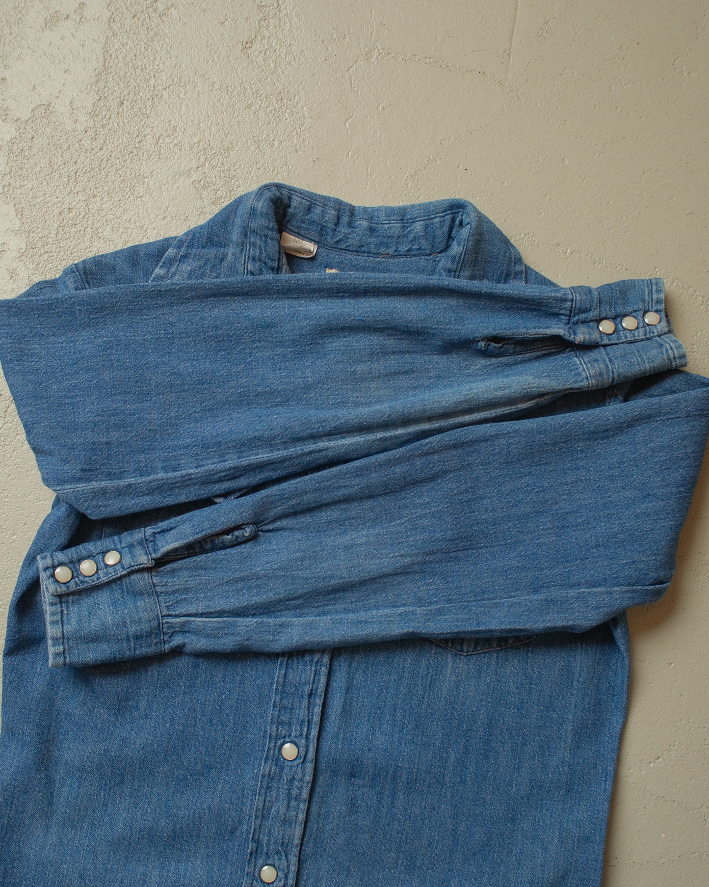 1970s DEE CEE Pearl Snap Denim Shirt blue - XS/S