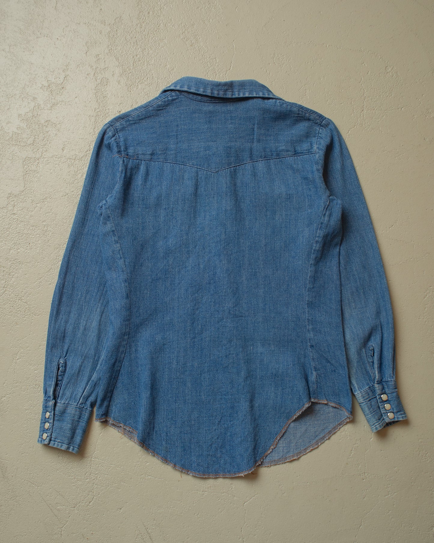 1970s DEE CEE Pearl Snap Denim Shirt blue - XS/S
