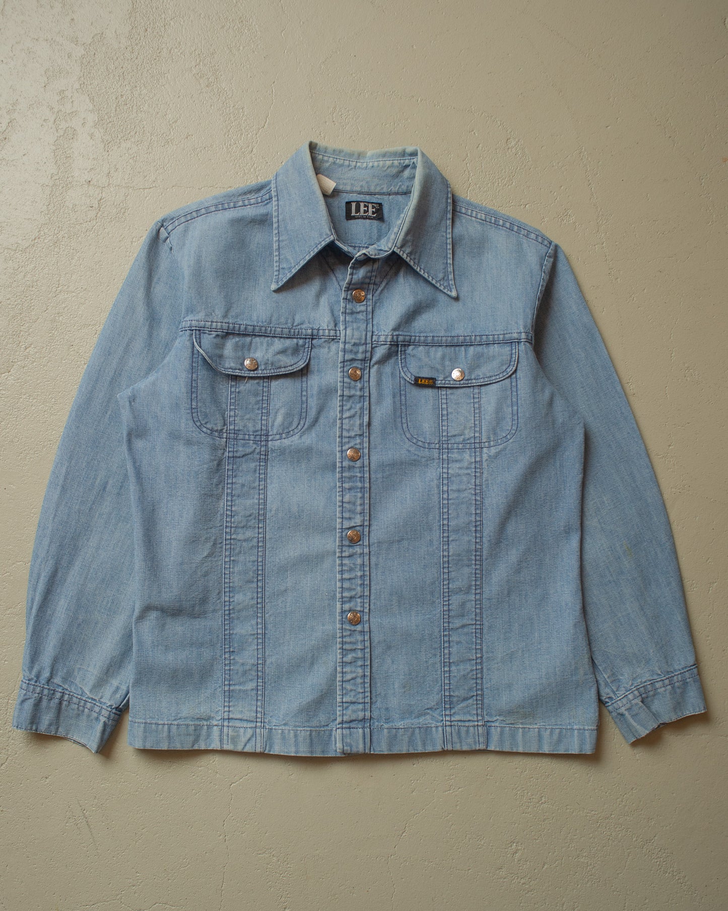 1970s Lee Cal. 45 Denim Shirt Jacket blue - M/L