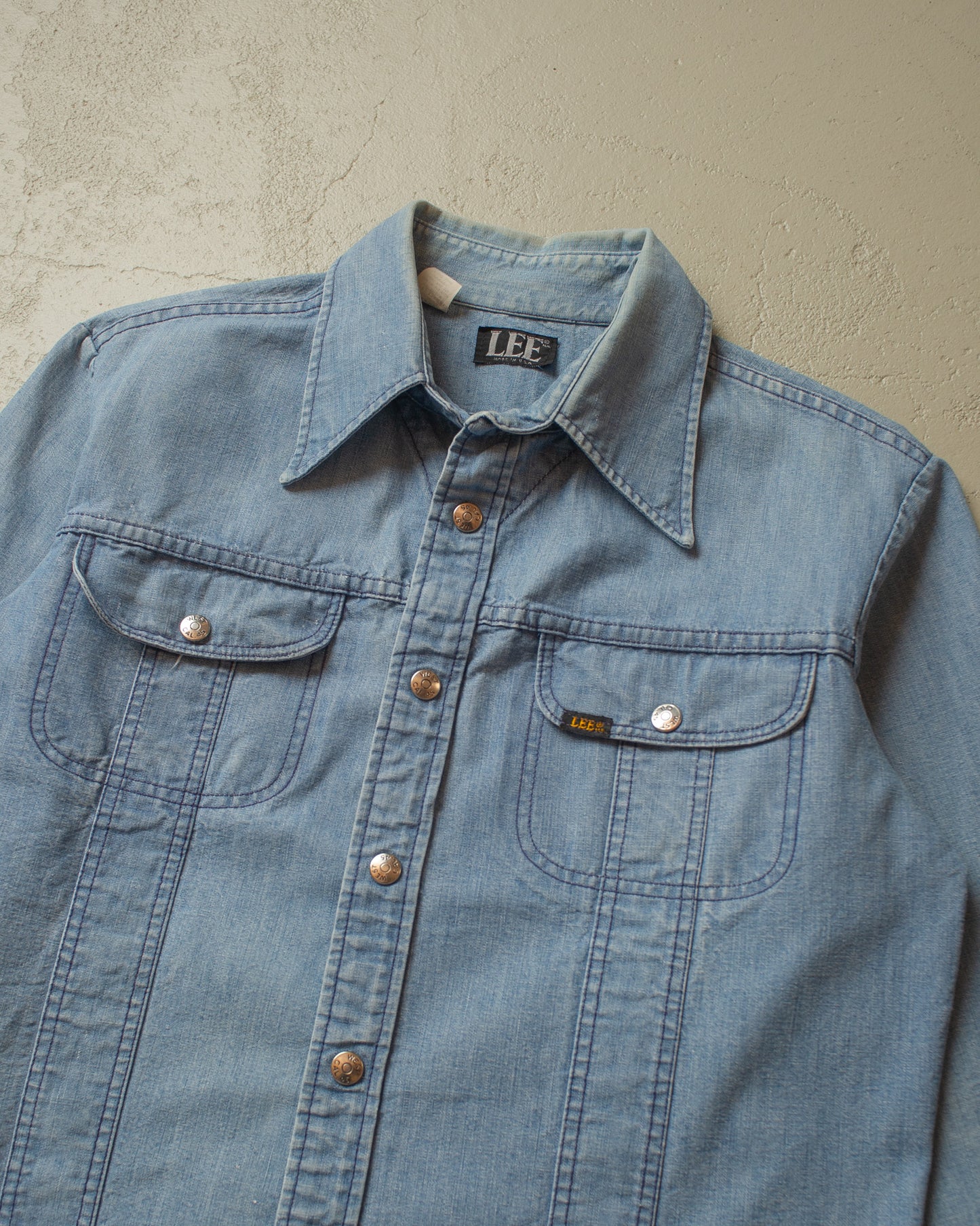 1970s Lee Cal. 45 Denim Shirt Jacket blue - M/L