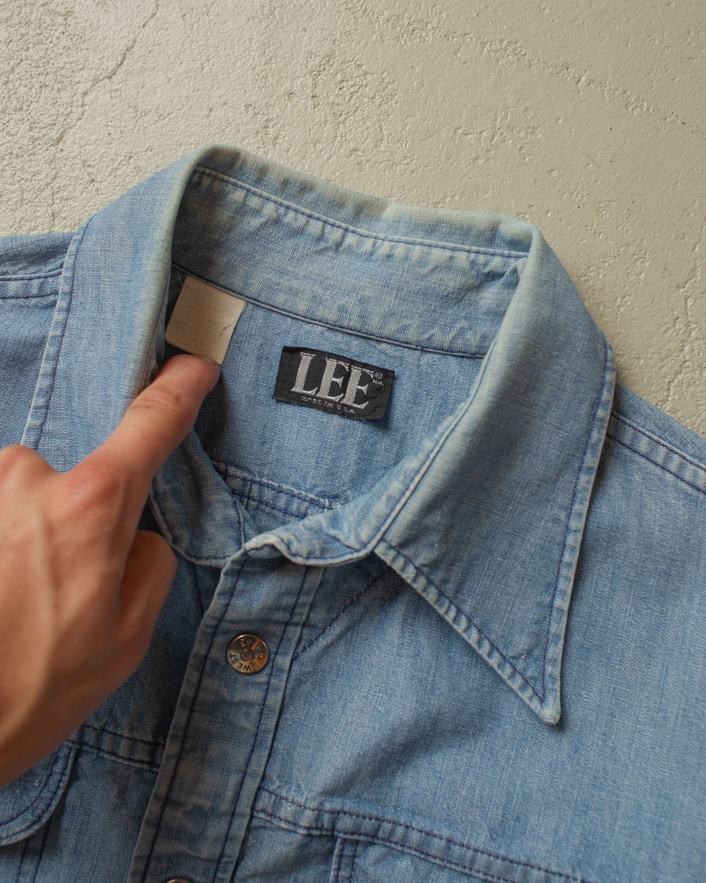 1970s Lee Cal. 45 Denim Shirt Jacket blue - M/L