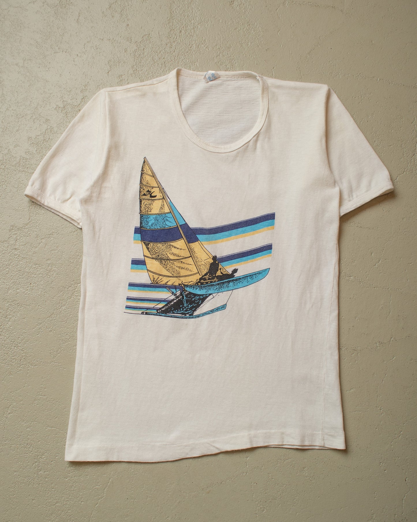 1970s Windsurfing Ringer T-shirt white - S