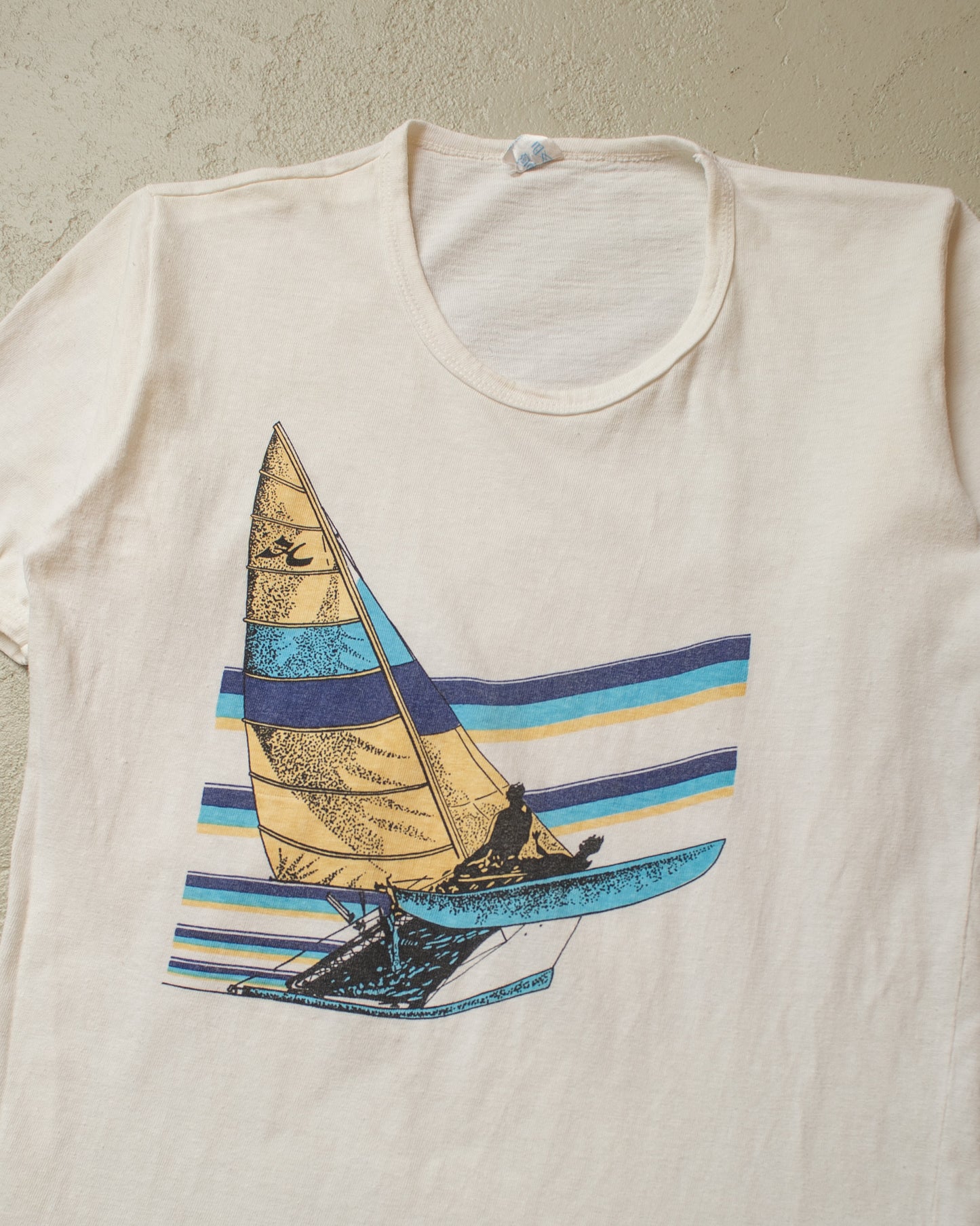 1970s Windsurfing Ringer T-shirt white - S