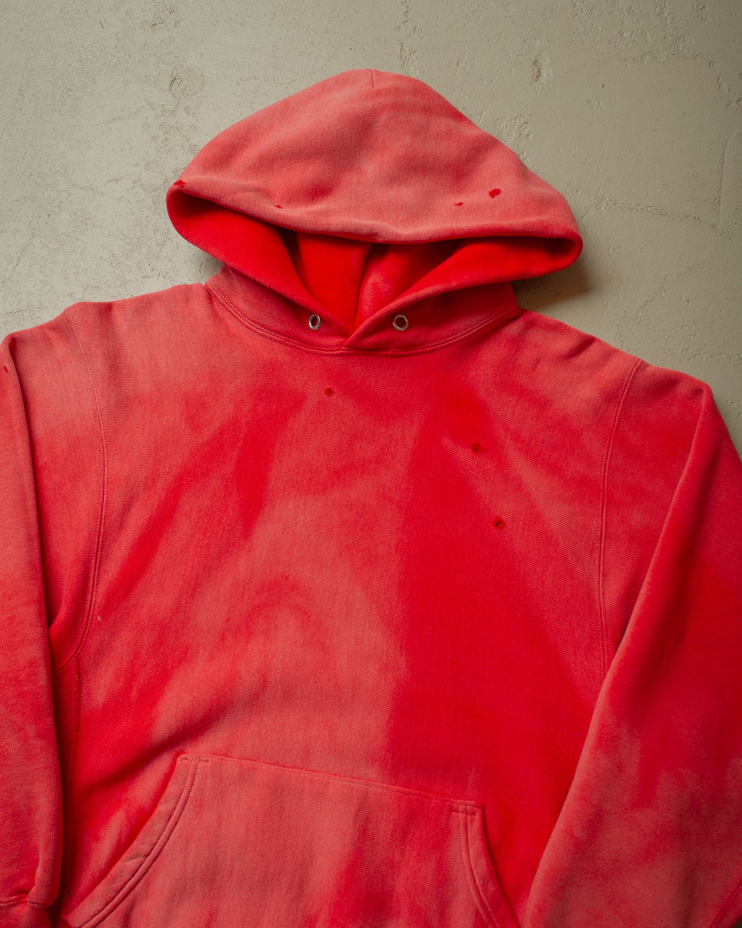 1990s Sunfaded Reverse Weave Style Hoodie red - M/L