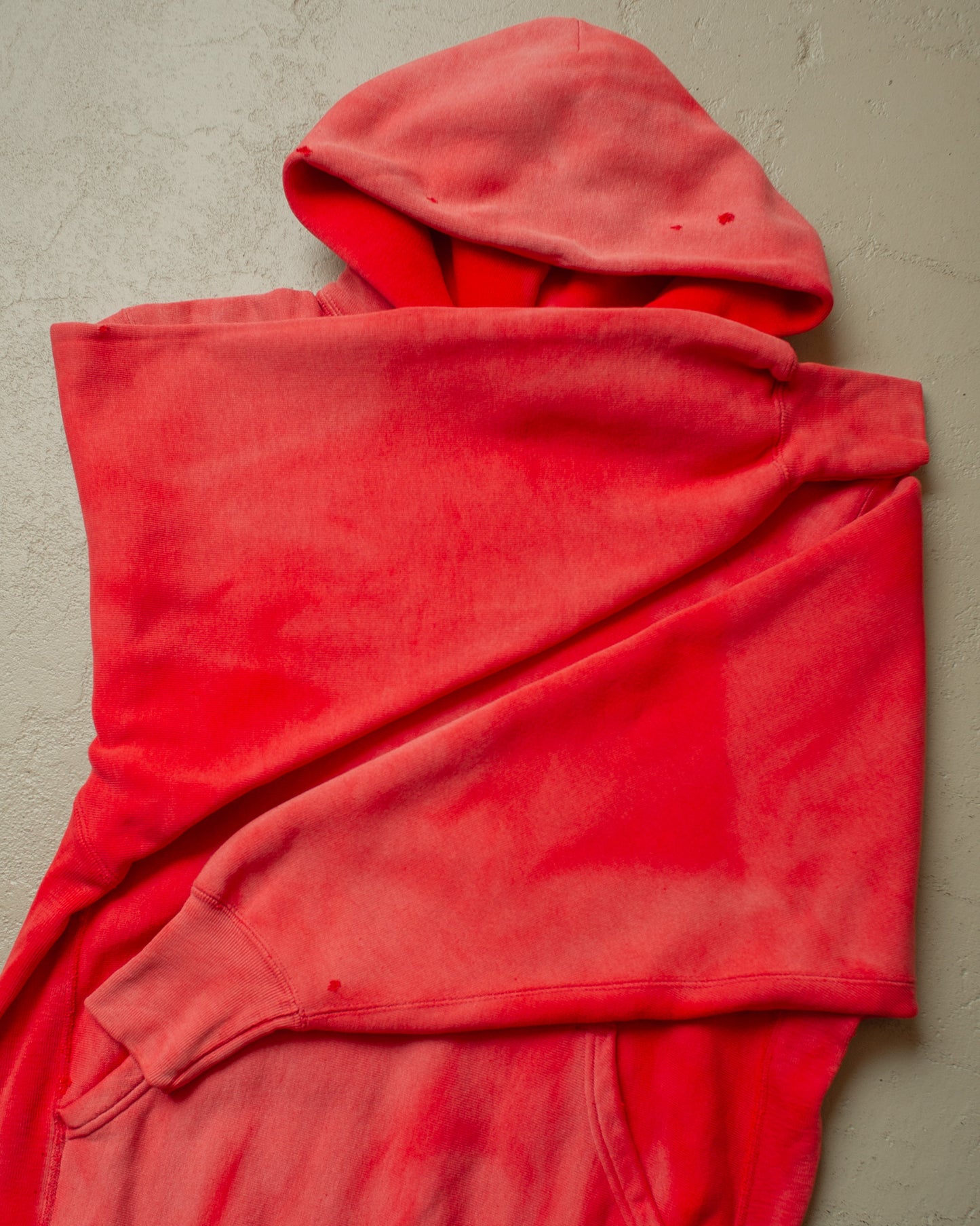 1990s Sunfaded Reverse Weave Style Hoodie red - M/L
