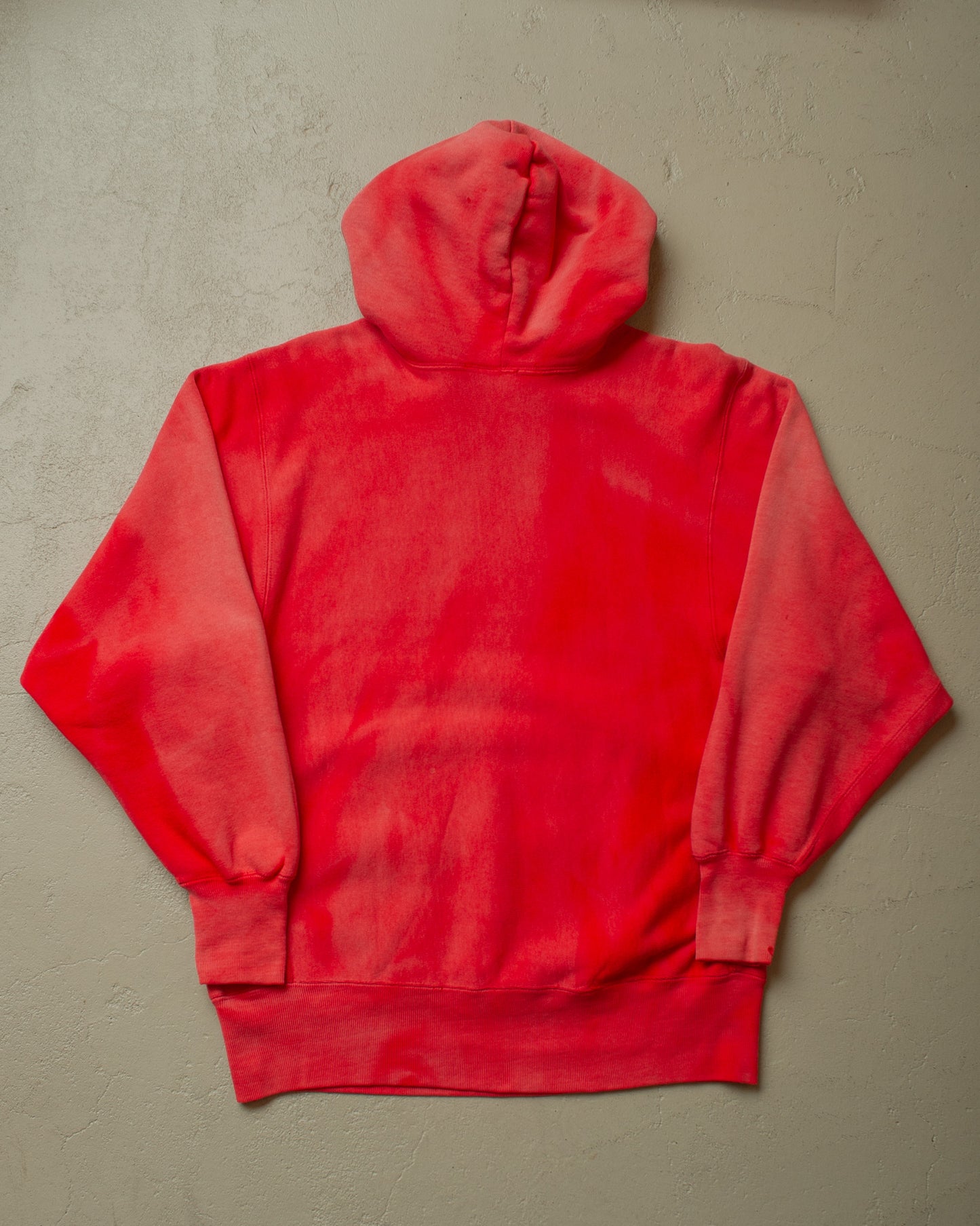 1990s Sunfaded Reverse Weave Style Hoodie red - M/L