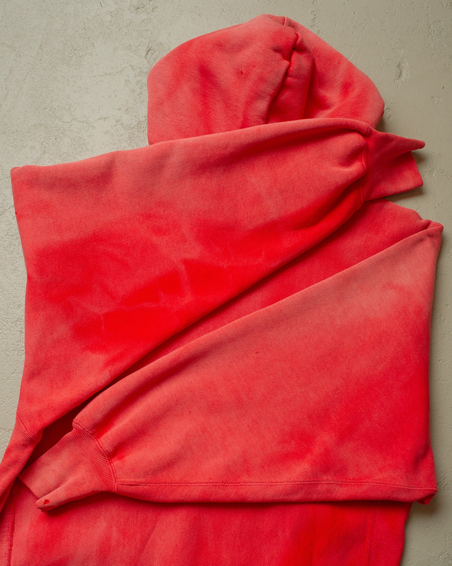 1990s Sunfaded Reverse Weave Style Hoodie red - M/L