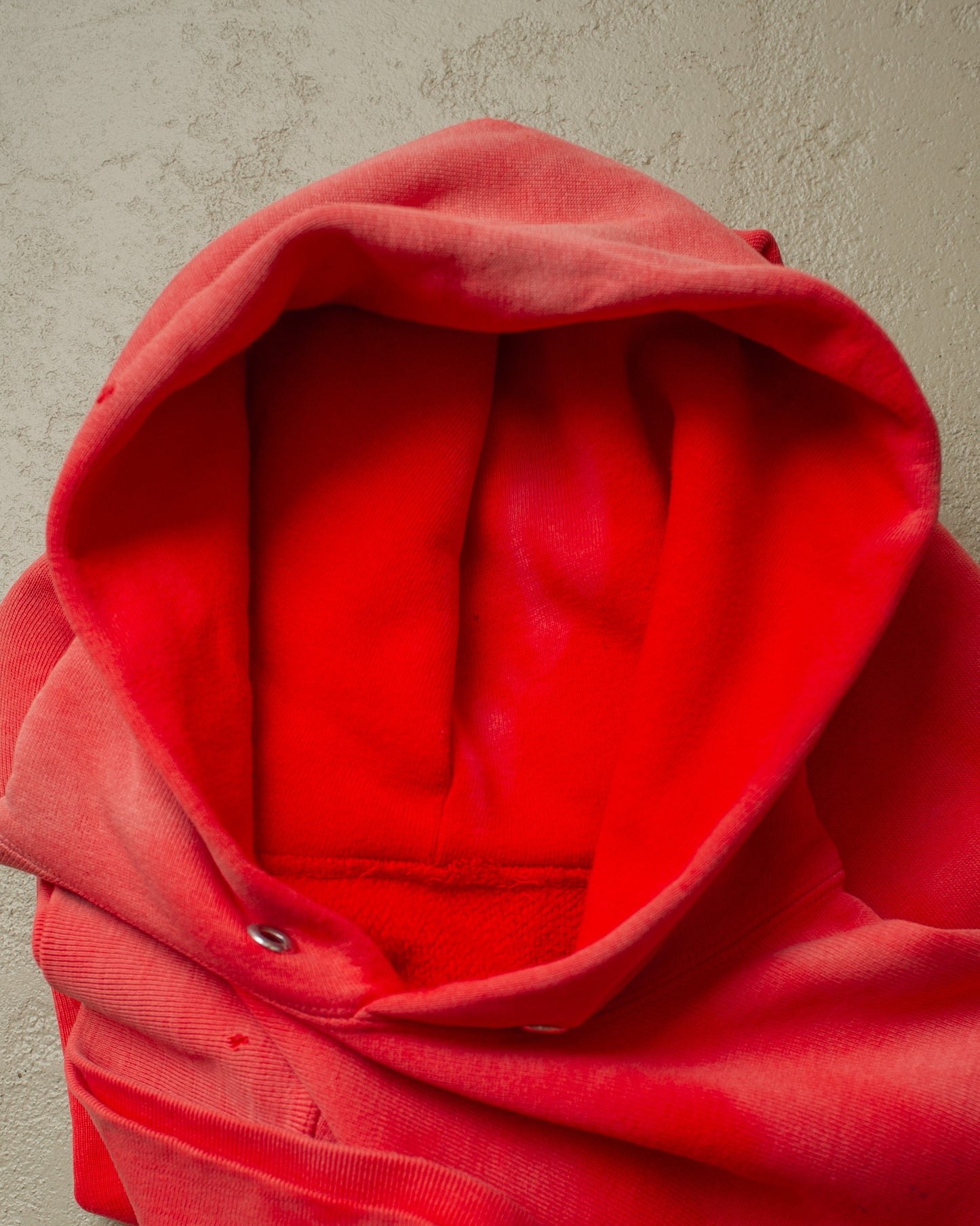 1990s Sunfaded Reverse Weave Style Hoodie red - M/L