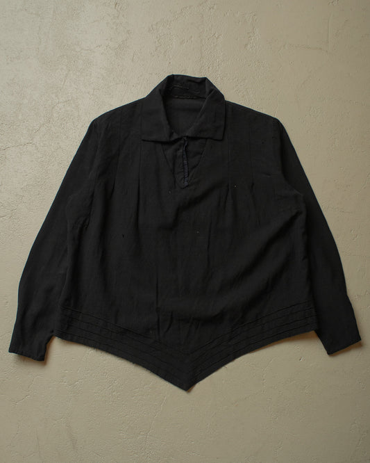 1920s/30s Womens Work Blouse black - S/M