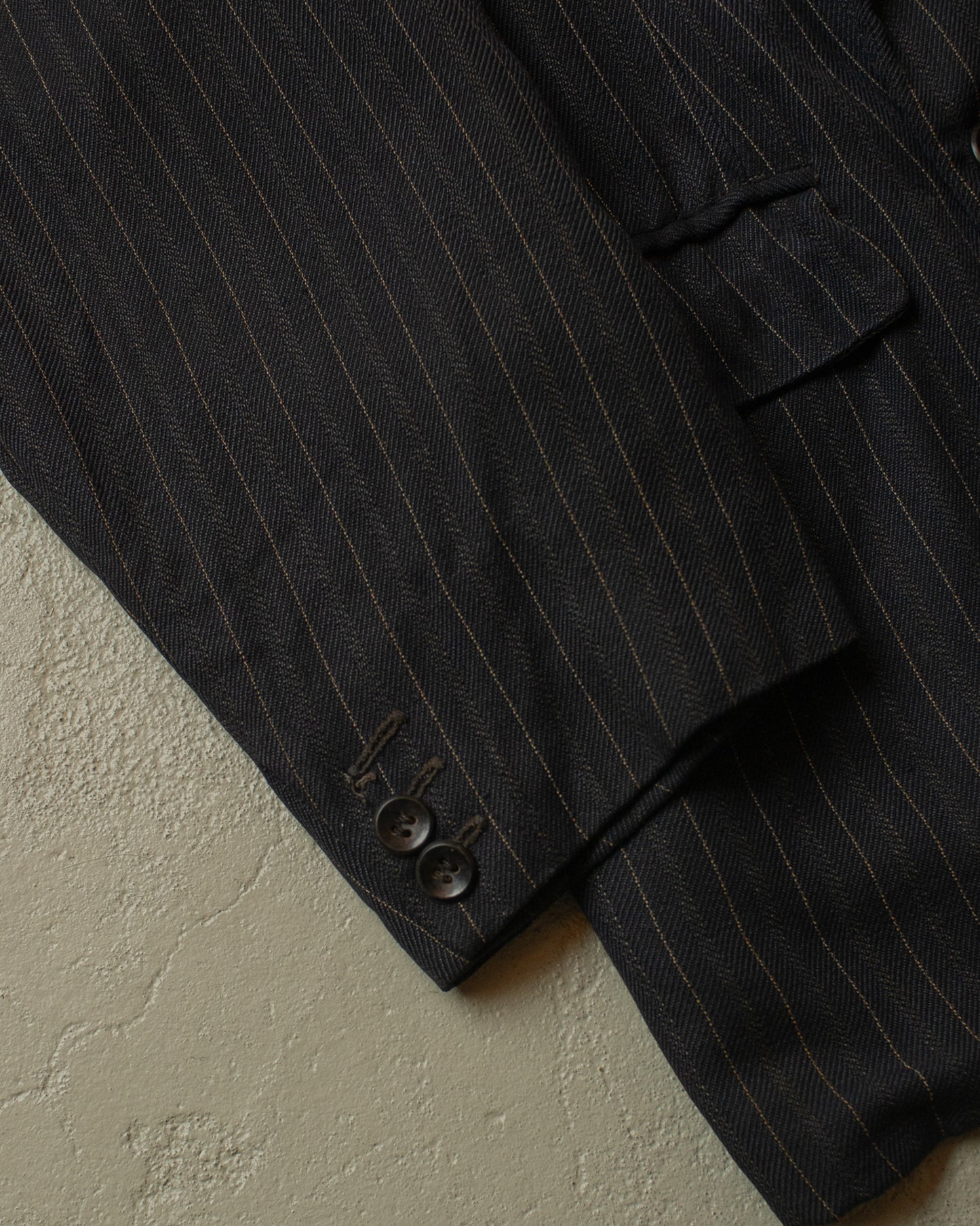 1930s/40s German Double breasted Suit Jacket pinstriped black - S