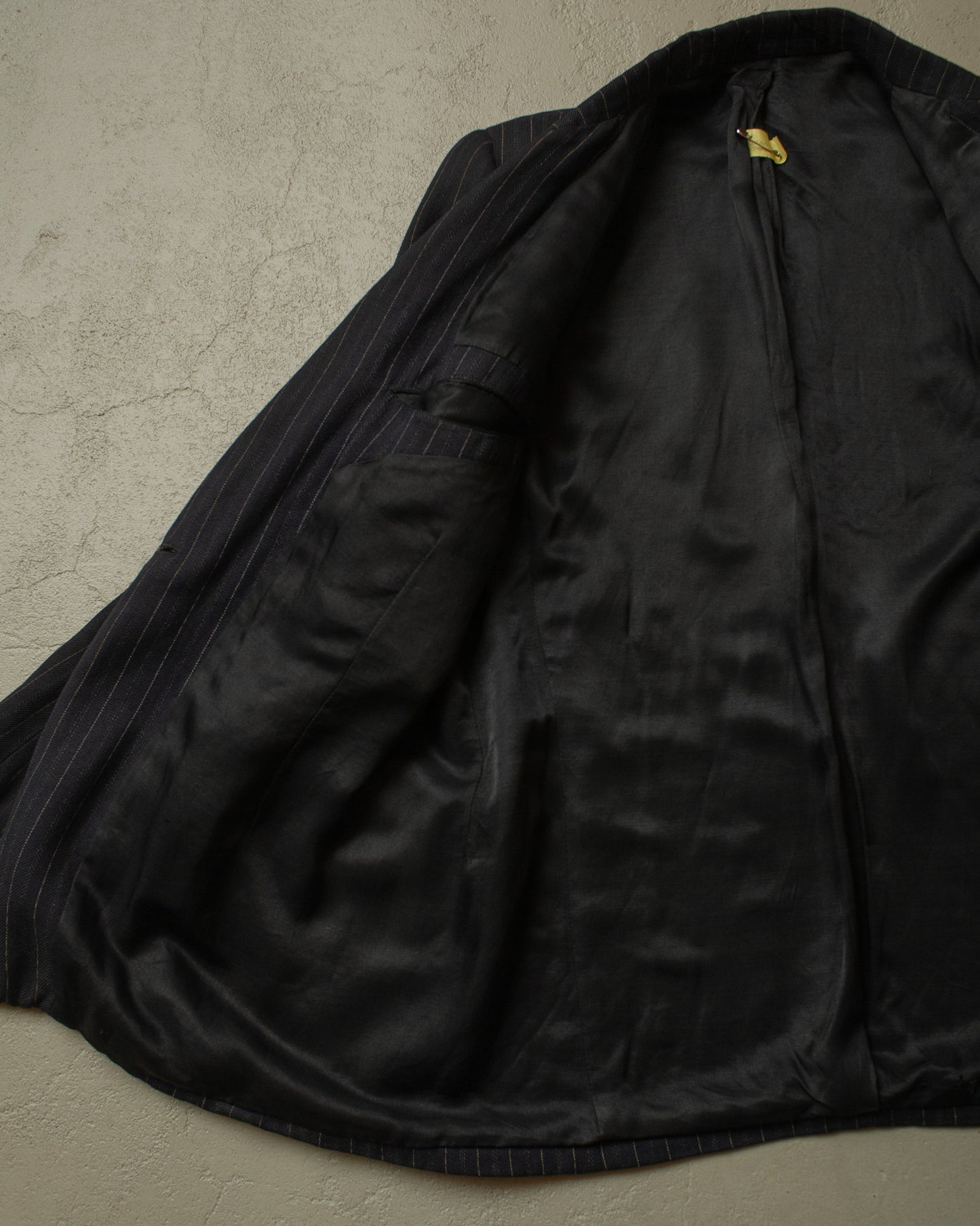 1930s/40s German Double breasted Suit Jacket pinstriped black - S