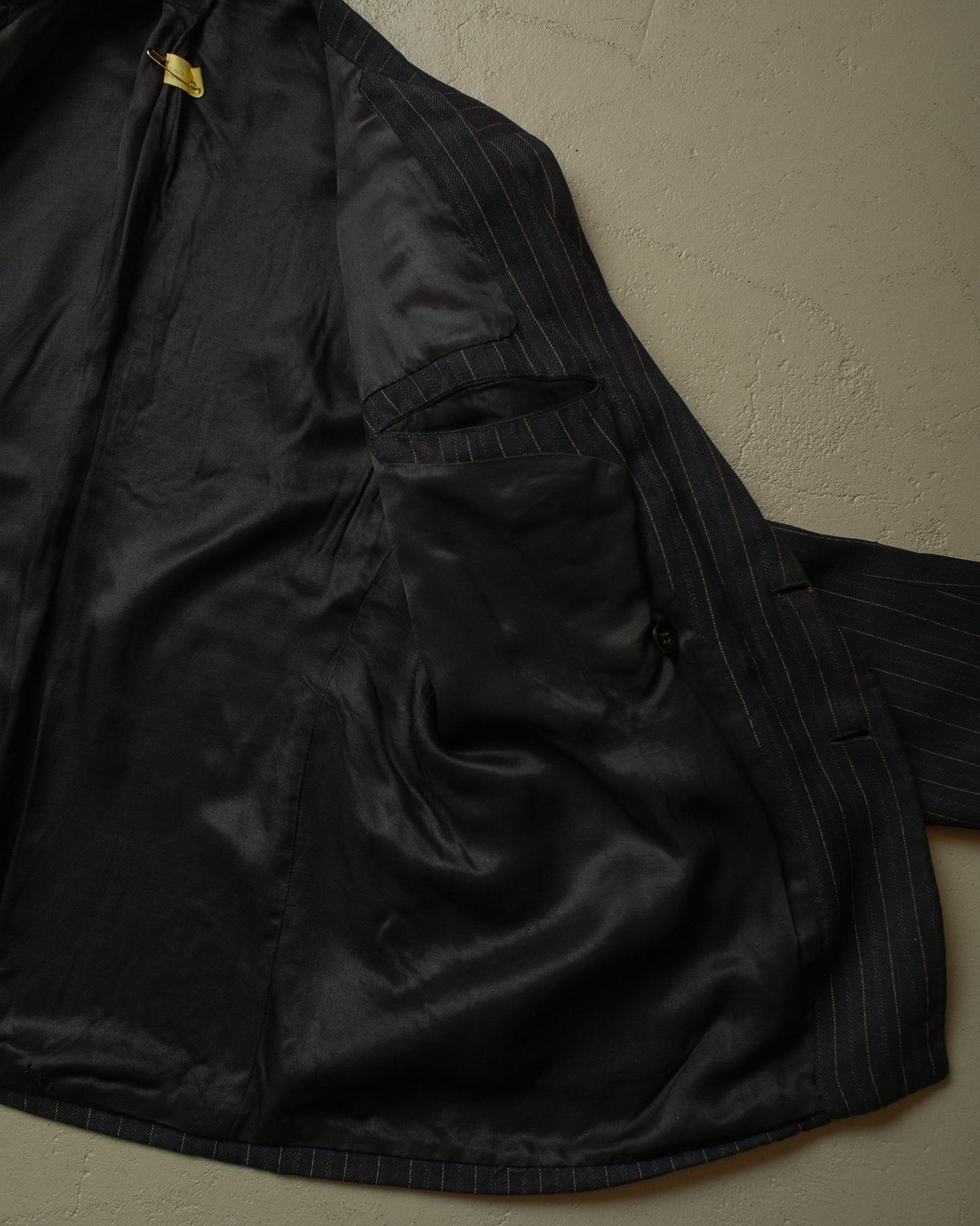 1930s/40s German Double breasted Suit Jacket pinstriped black - S