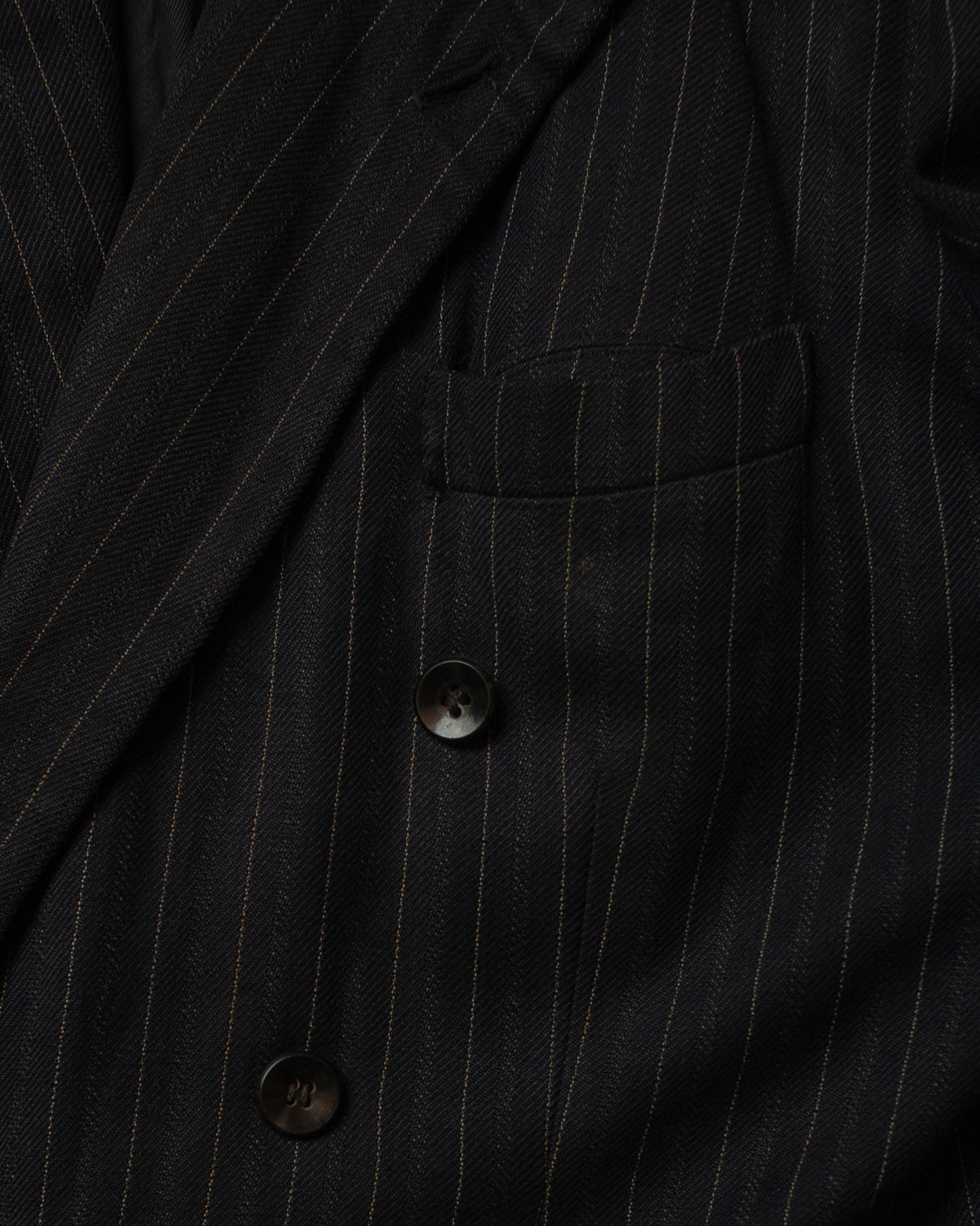 1930s/40s German Double breasted Suit Jacket pinstriped black - S