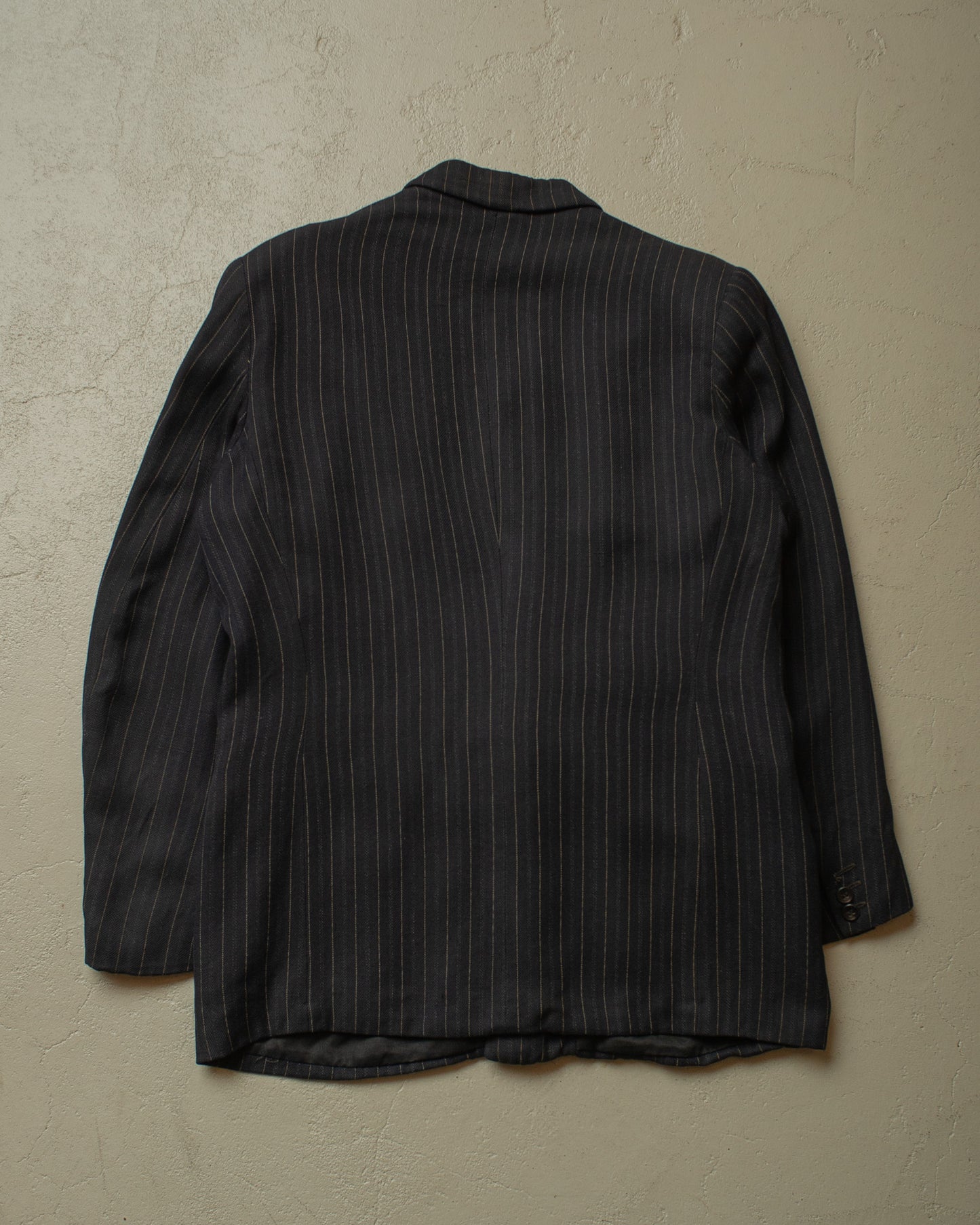 1930s/40s German Double breasted Suit Jacket pinstriped black - S