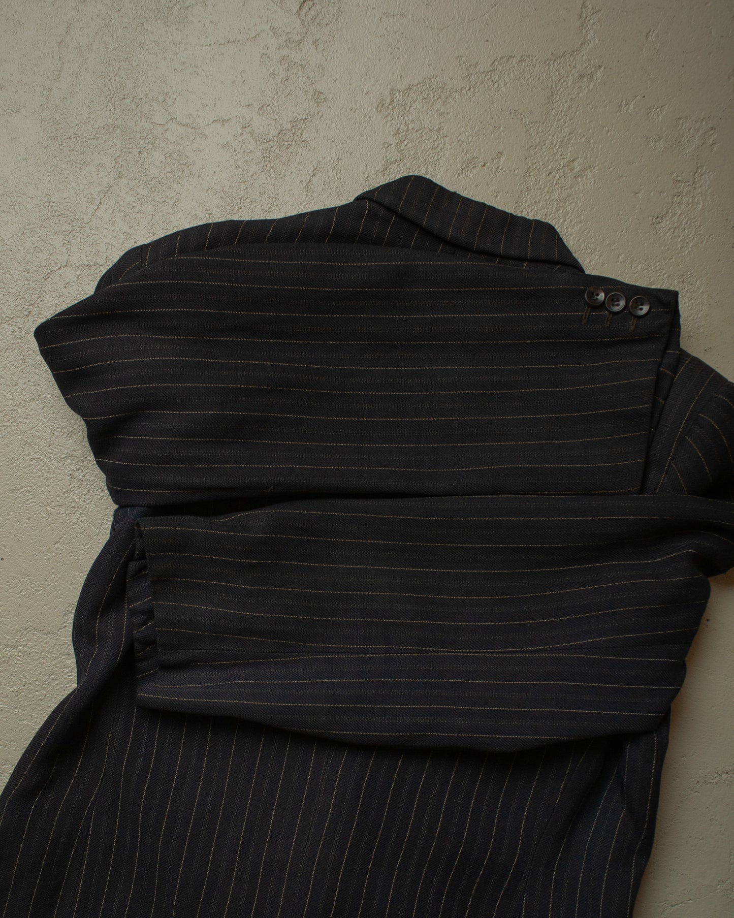 1930s/40s German Double breasted Suit Jacket pinstriped black - S