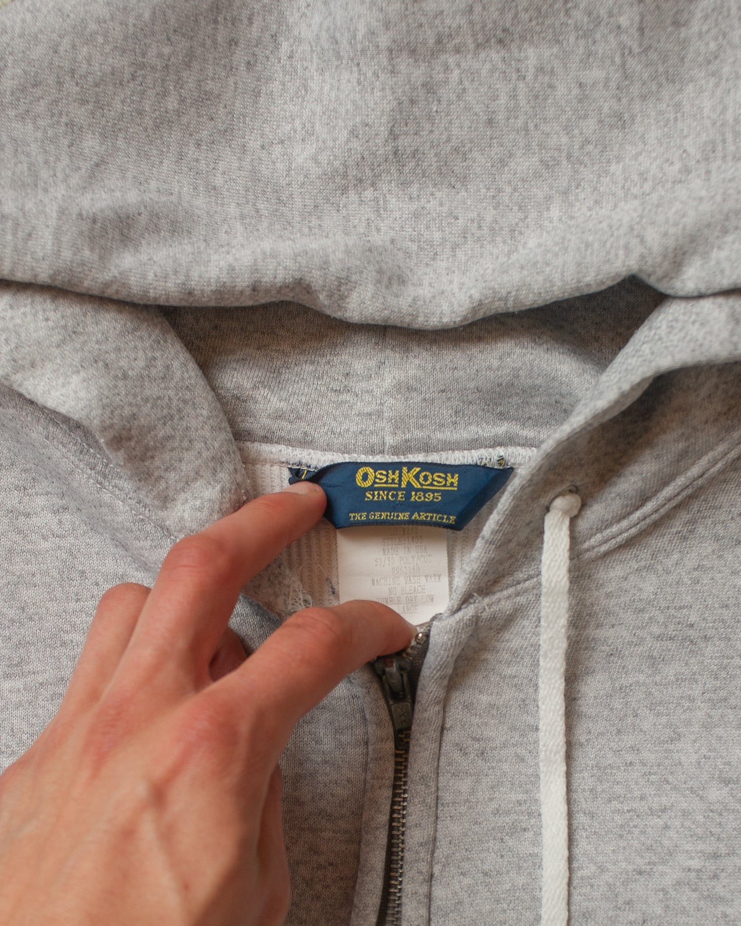 1970s/80s OshKosh Thermal Zip Up Hoodie grey - L
