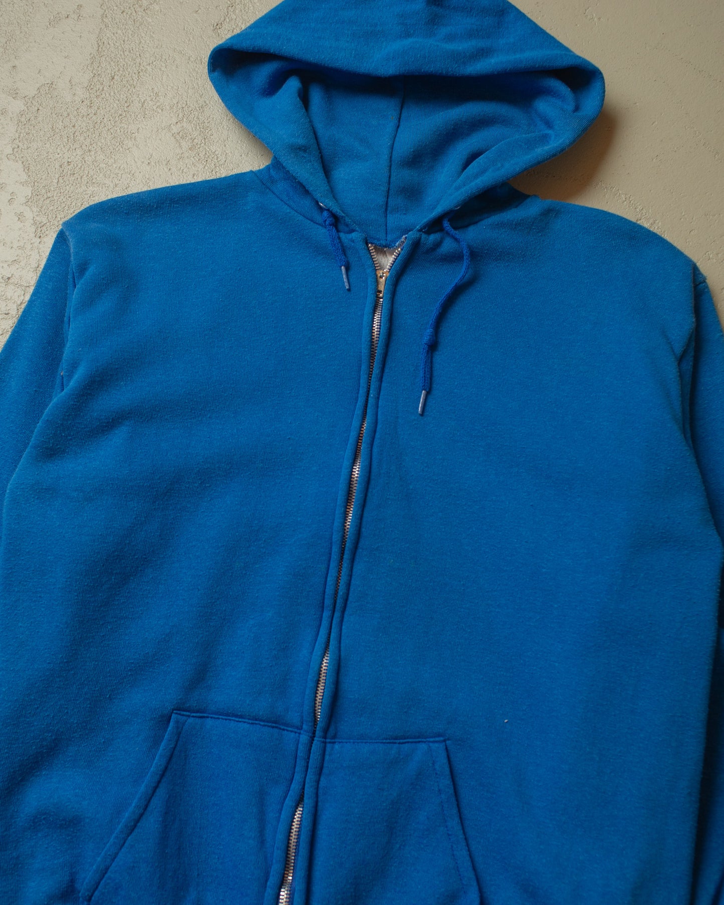 1960s Thermal Zip Up Hoodie blue - M