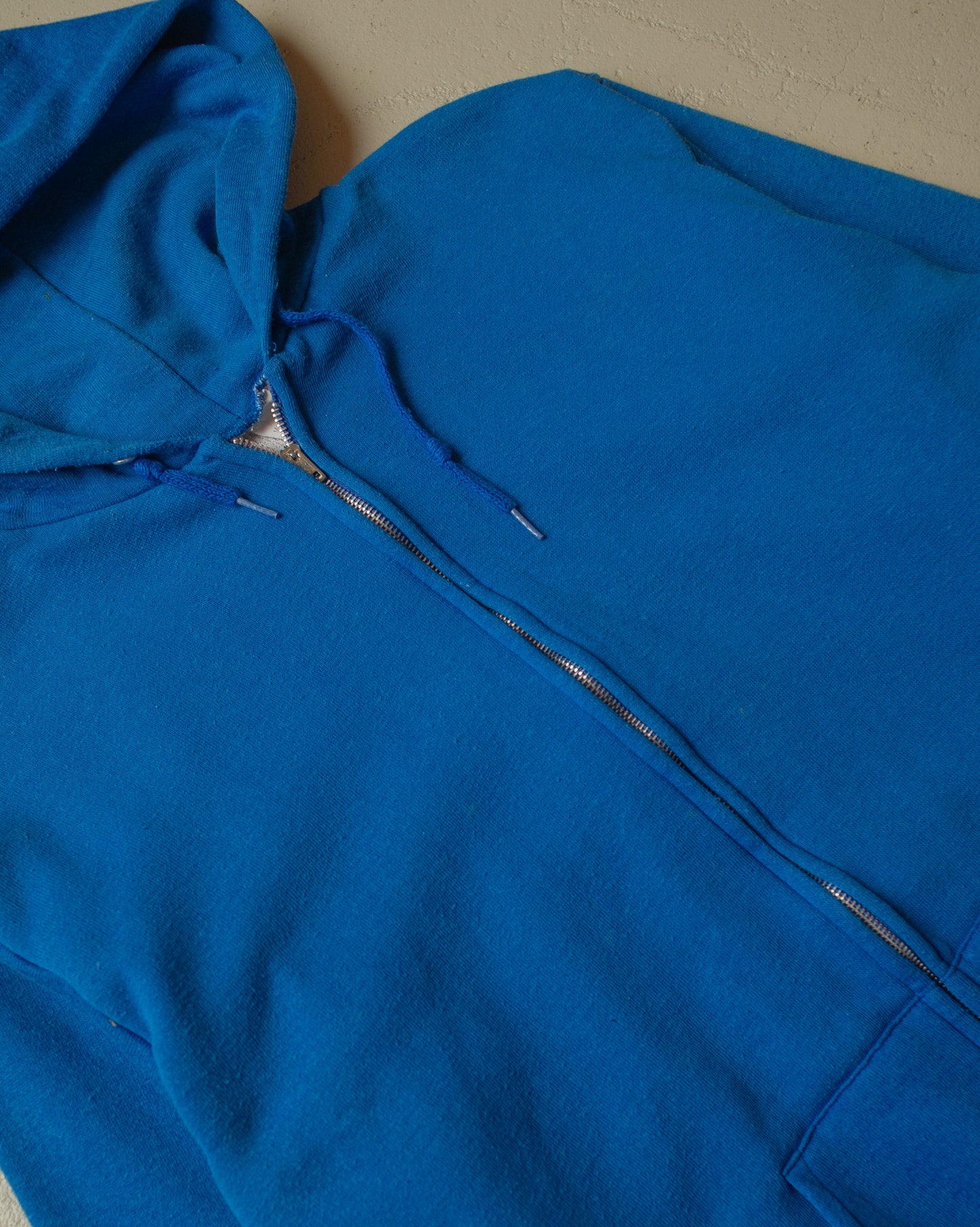 1960s Thermal Zip Up Hoodie blue - M