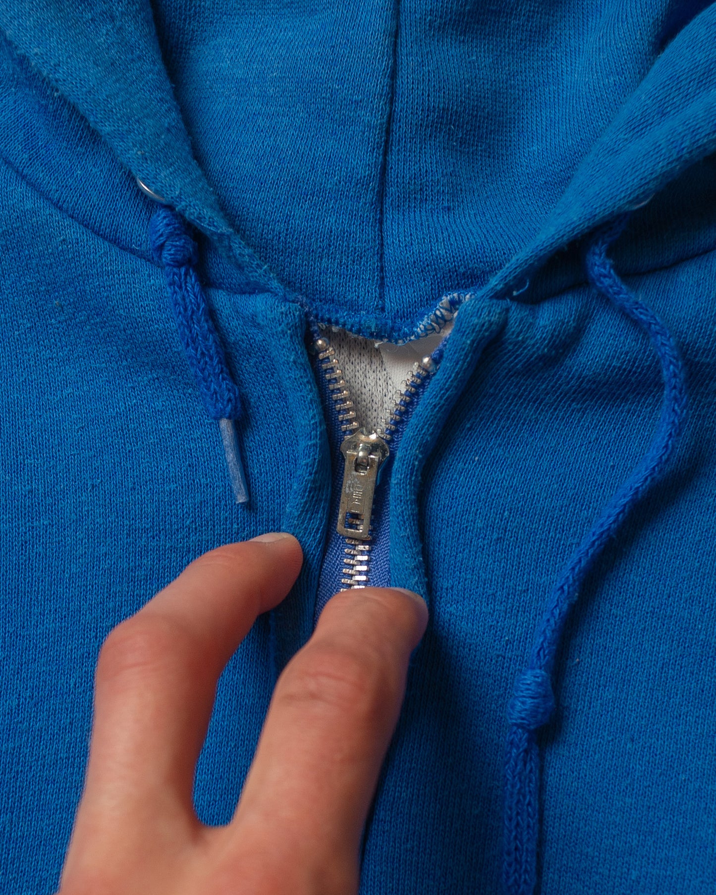 1960s Thermal Zip Up Hoodie blue - M