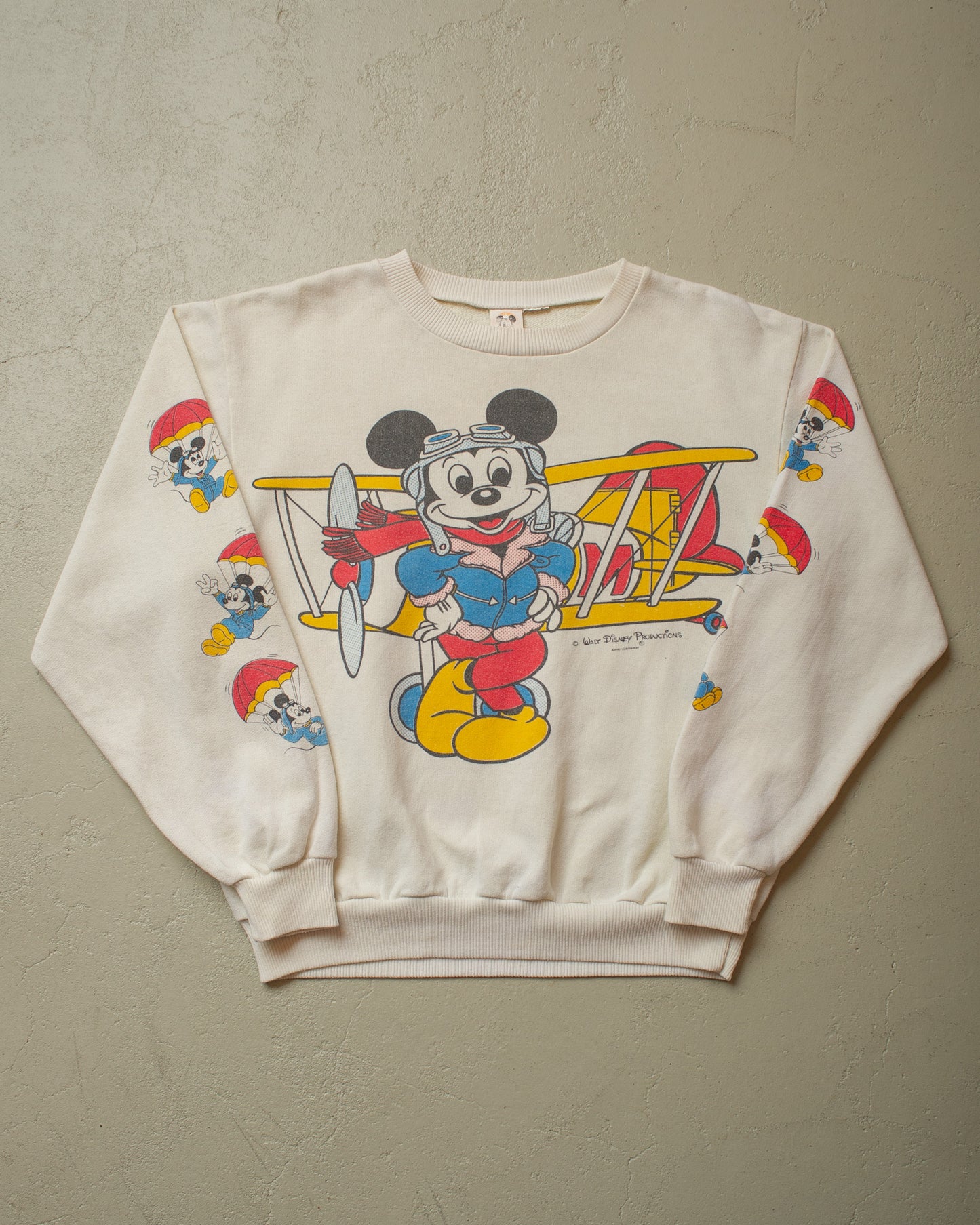 1980s Disney Pilot Mickey Sweatshirt white - M/L
