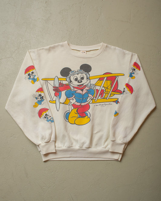 1980s Disney Pilot Mickey Sweatshirt white - M/L