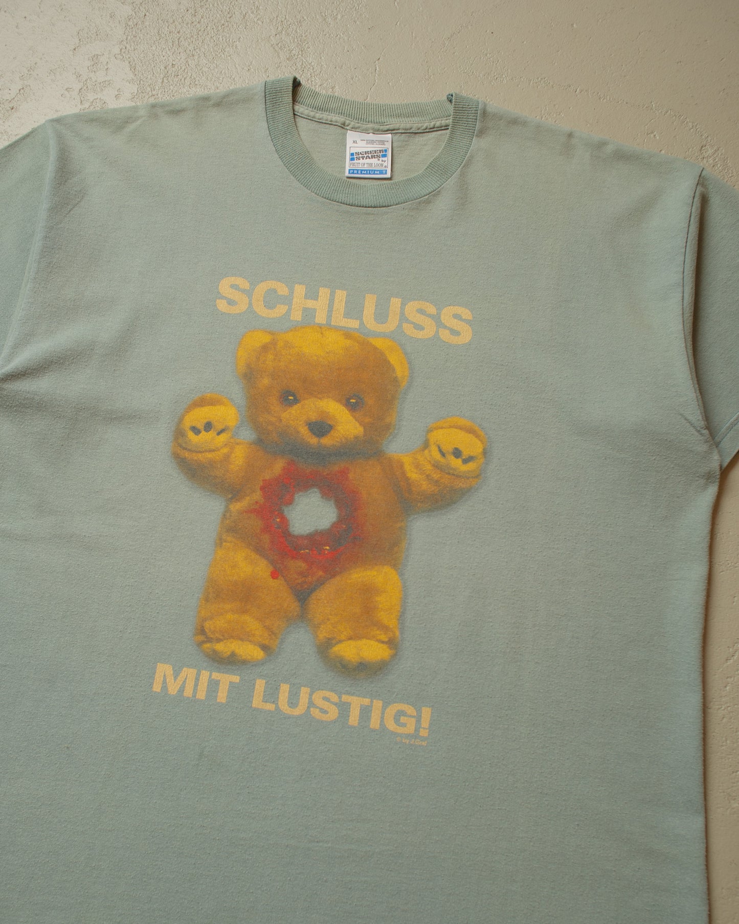 90s "Schluss mit Lustig" T-shirt Faded blue - XL