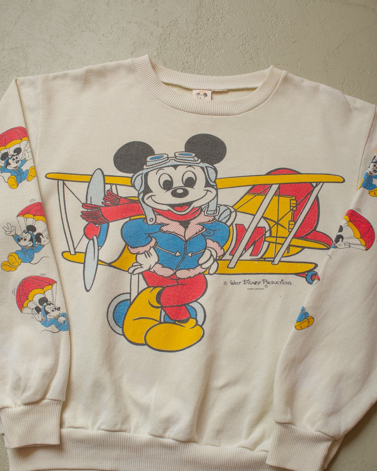 1980s Disney Pilot Mickey Sweatshirt white - M/L