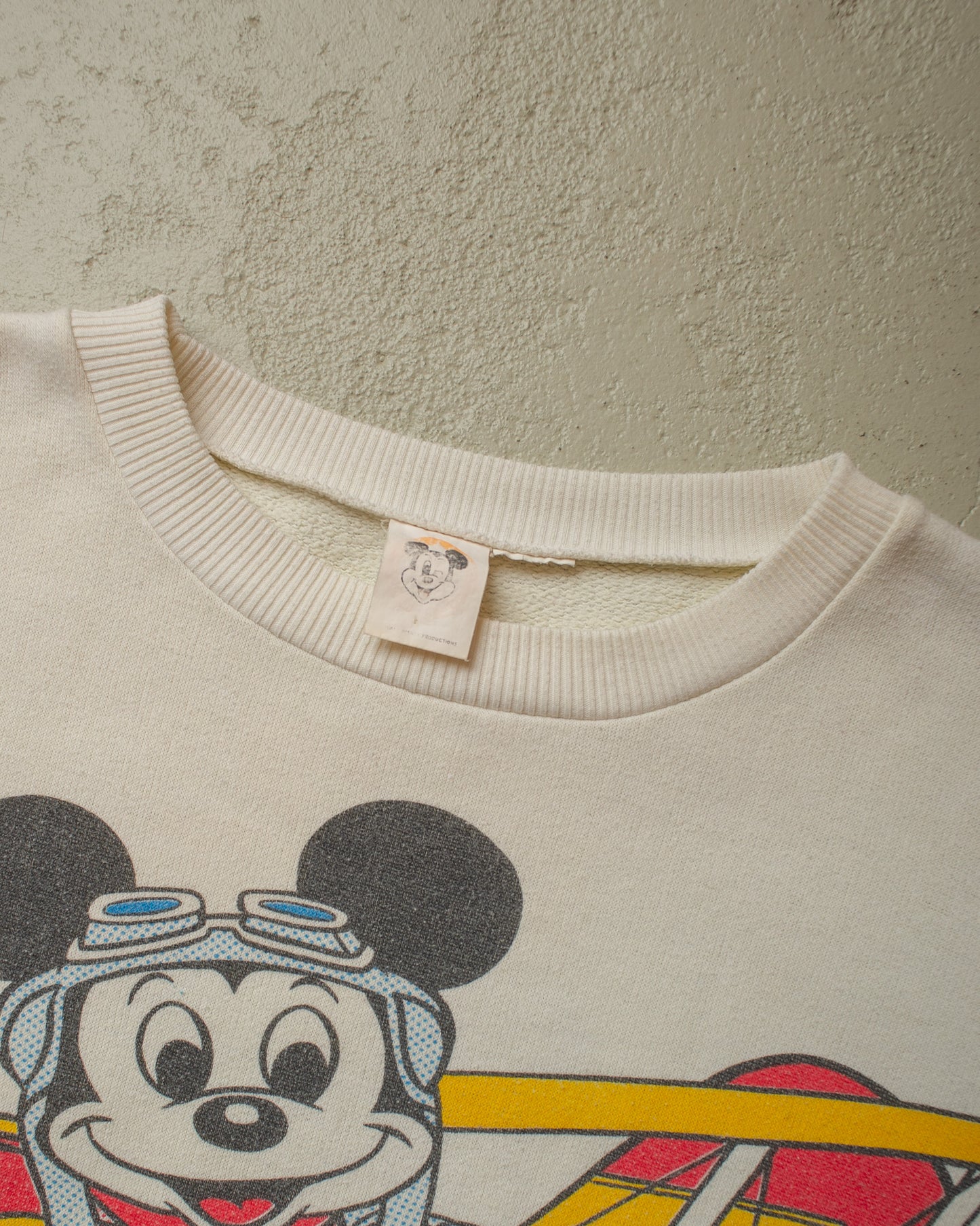 1980s Disney Pilot Mickey Sweatshirt white - M/L